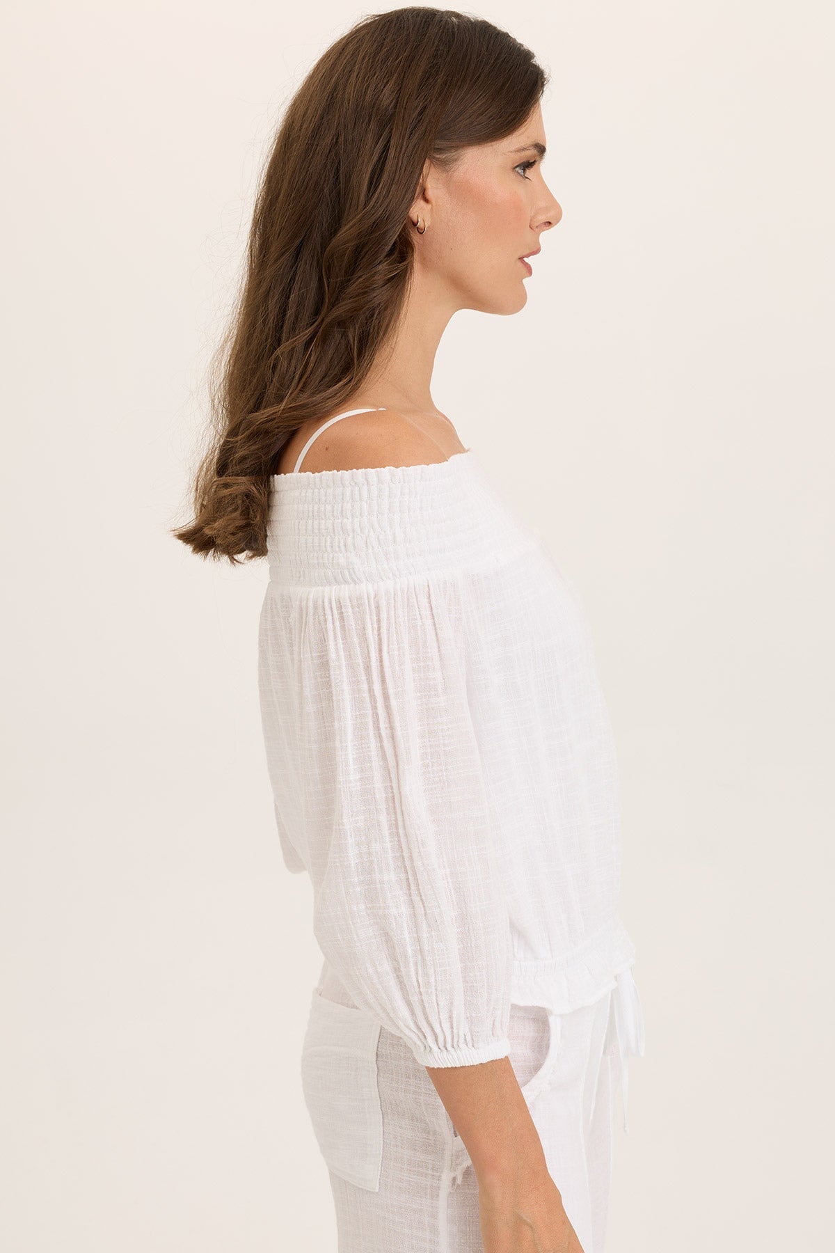 Wearables Jolia Gauze Off-Shoulder Billow Sleeve Top