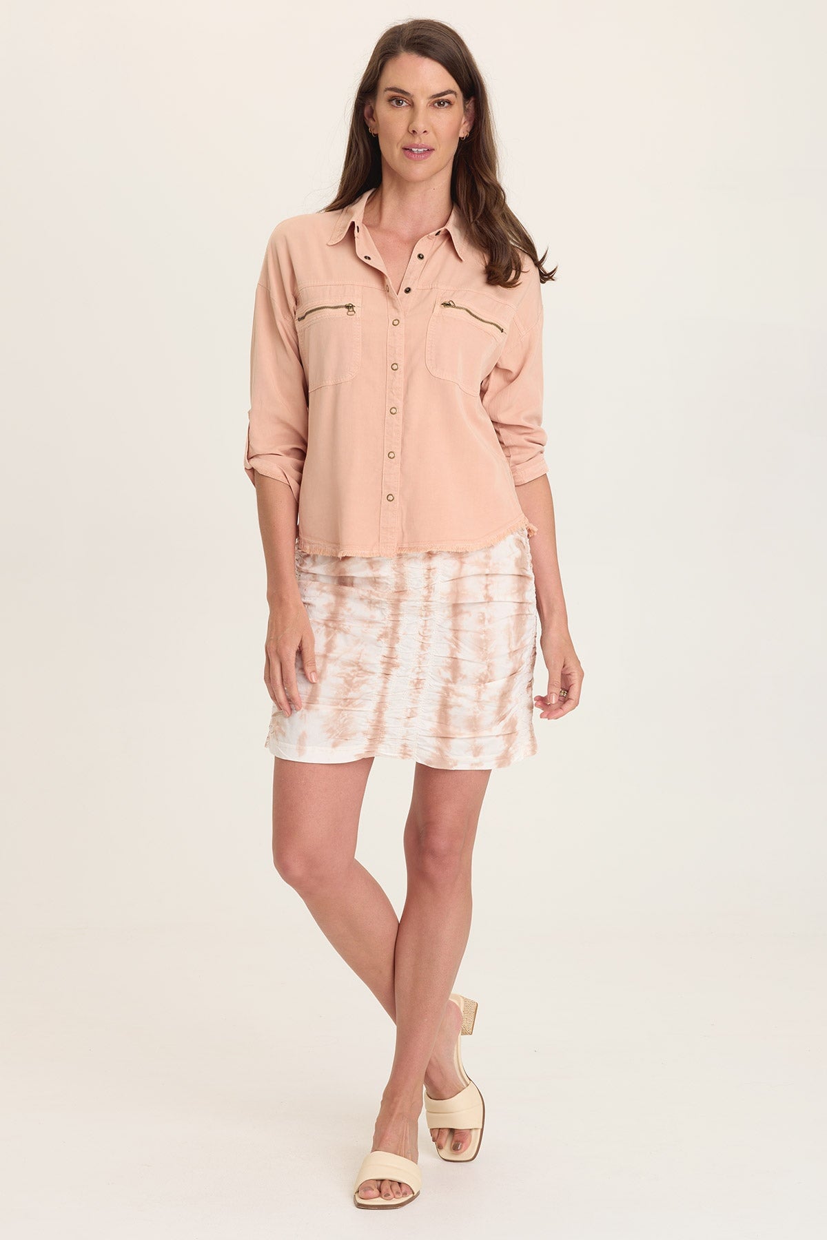 Wearables Trace Allover Ruched Pull-On Mini Skirt