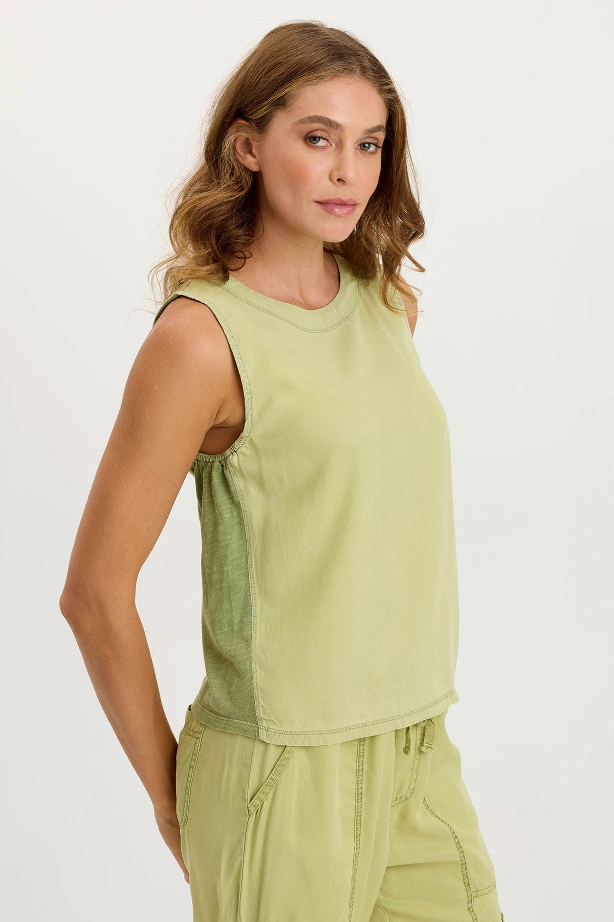 XCVI Massimo Twill/Jersey Wide-Neck Tank