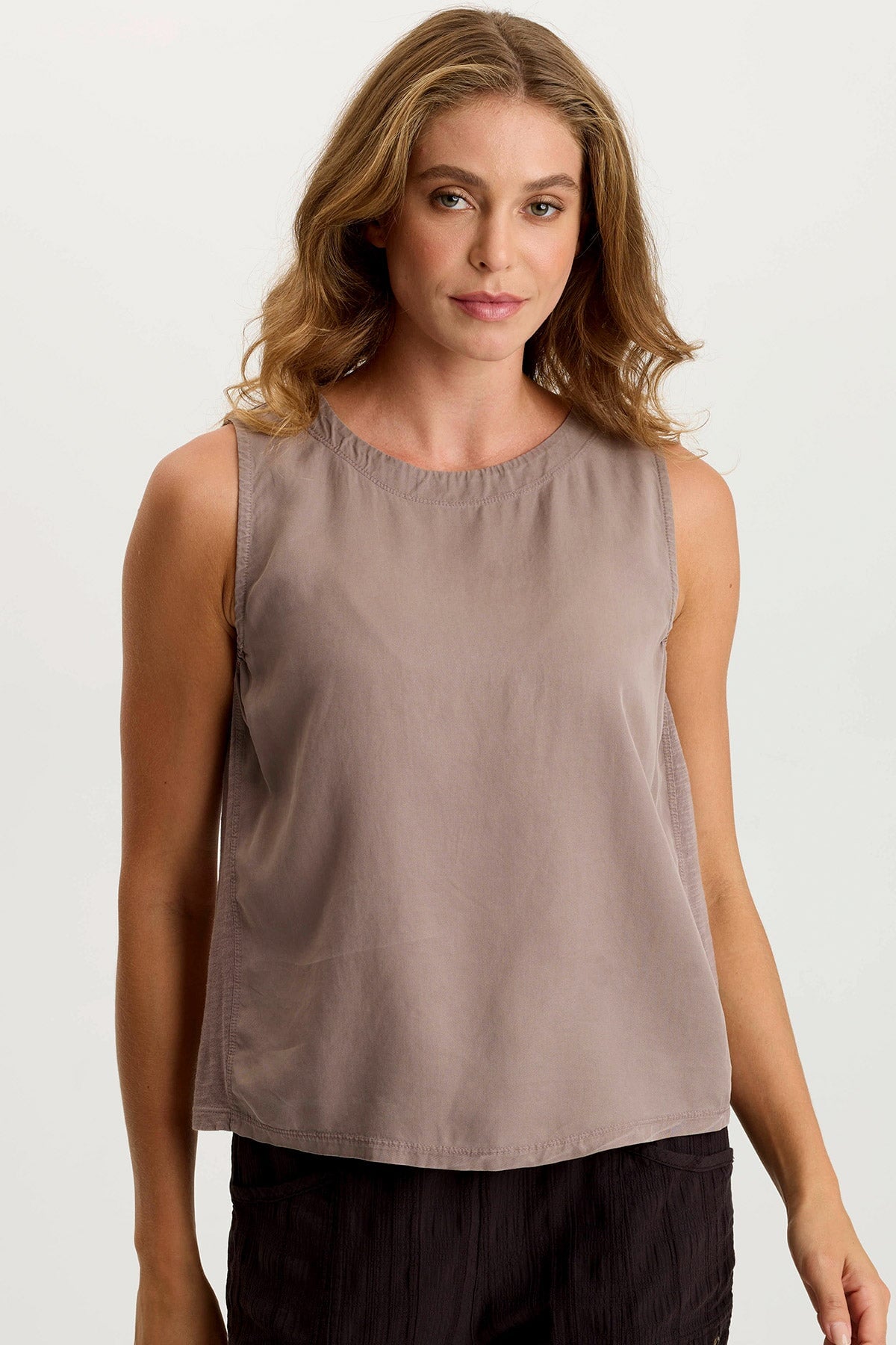 XCVI Massimo Twill/Jersey Wide-Neck Tank