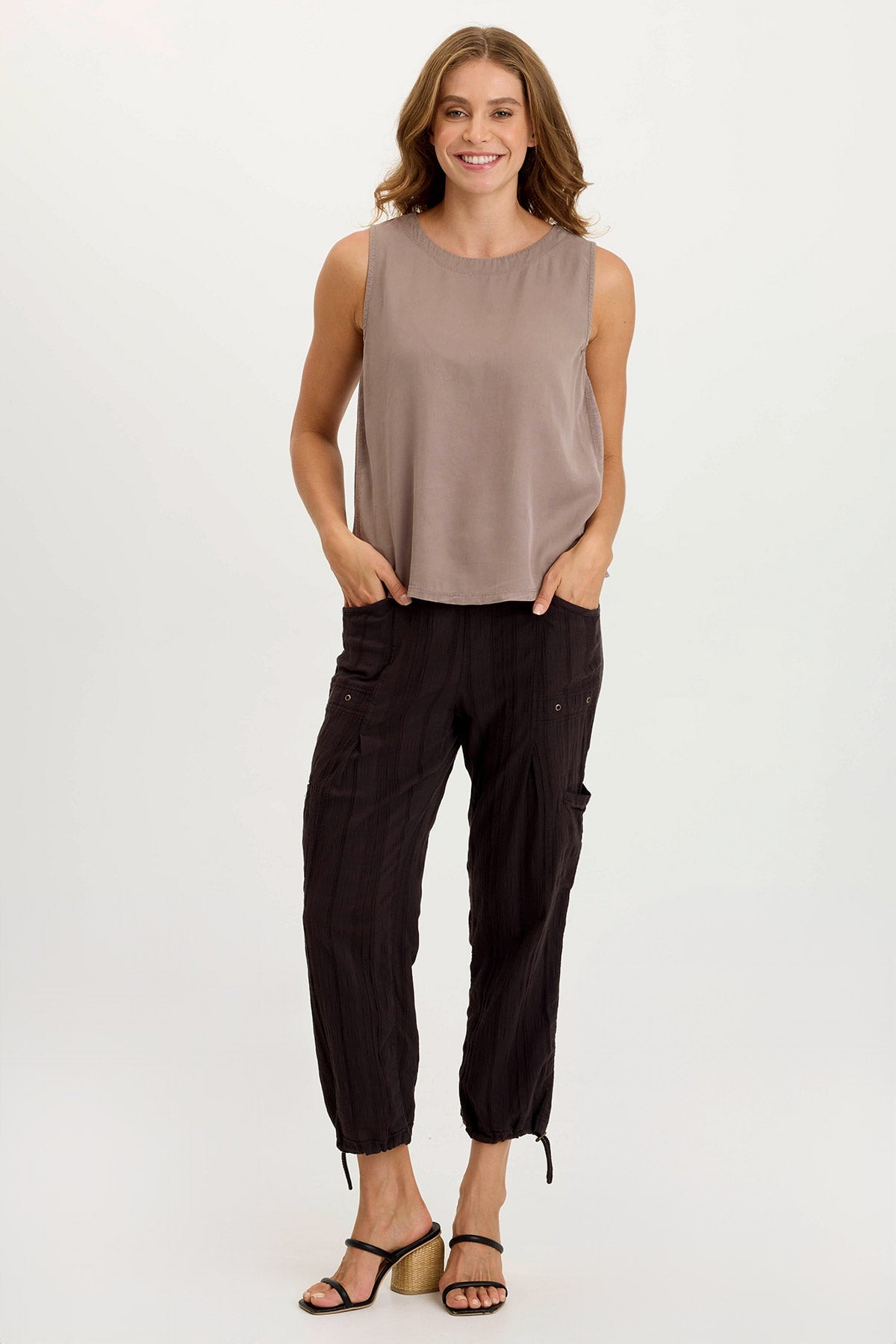 XCVI Ryle Textured Gauze Cargo Crop Pant