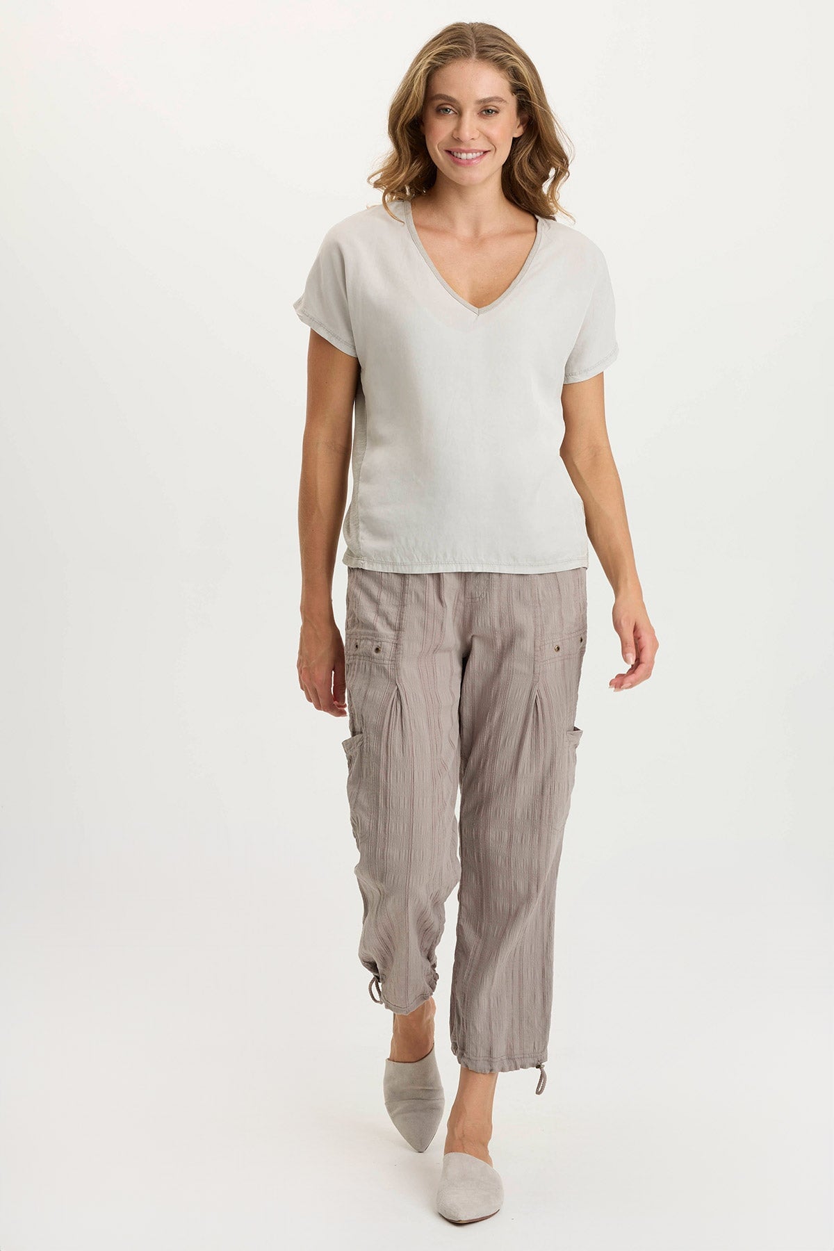 XCVI Ryle Textured Gauze Cargo Crop Pant