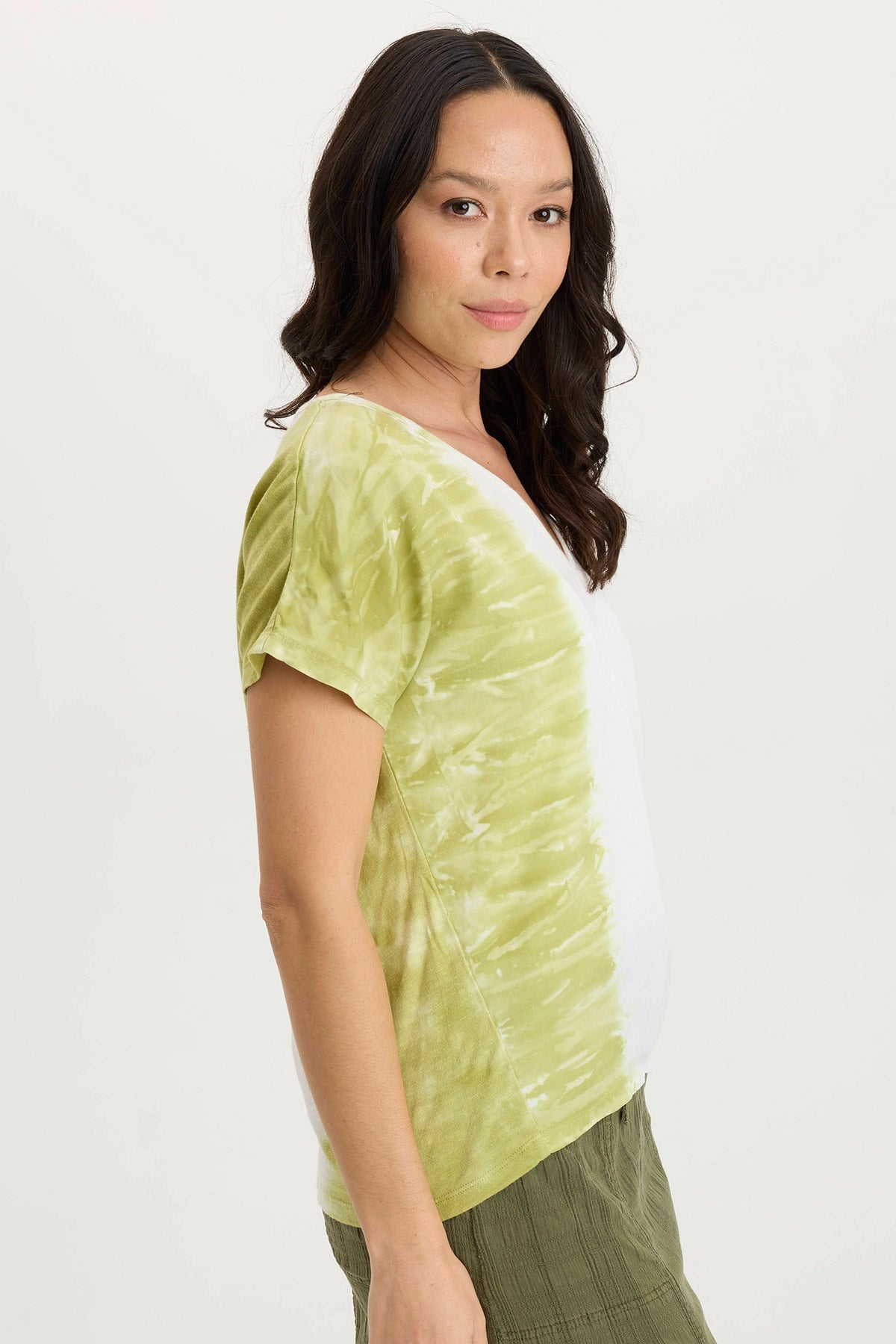 XCVI Ulysses Twill/Jersey Oversized V-Neck Top