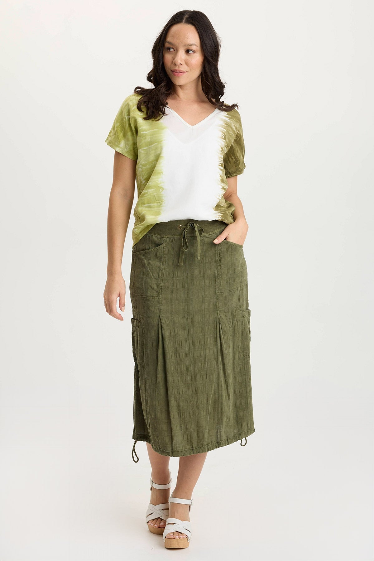 XCVI Ulysses Twill/Jersey Oversized V-Neck Top