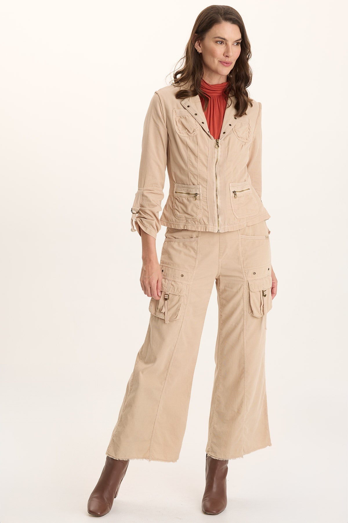 XCVI Heta Corduroy Wide-Leg Drawstring Cargo Pant