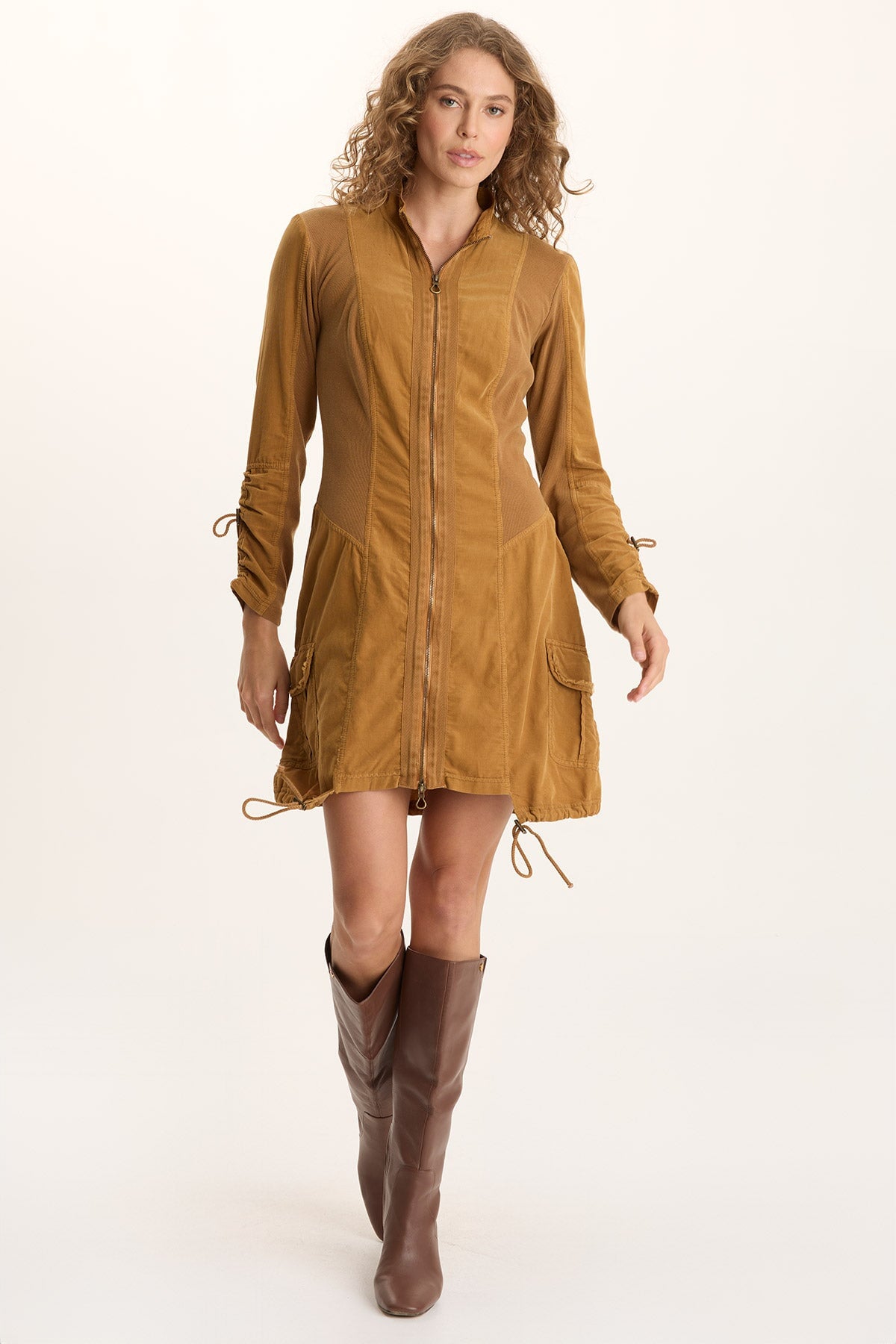 XCVI Anu Corduroy/Jersey Long-Sleeve Cinchable Jacket-Dress XL / Goldenrod Pigment by XCVI XCVI Anu Corduroy/Jersey Long-Sleeve Cinchable Jacket-Dress XL / Goldenrod Pigment by XCVI