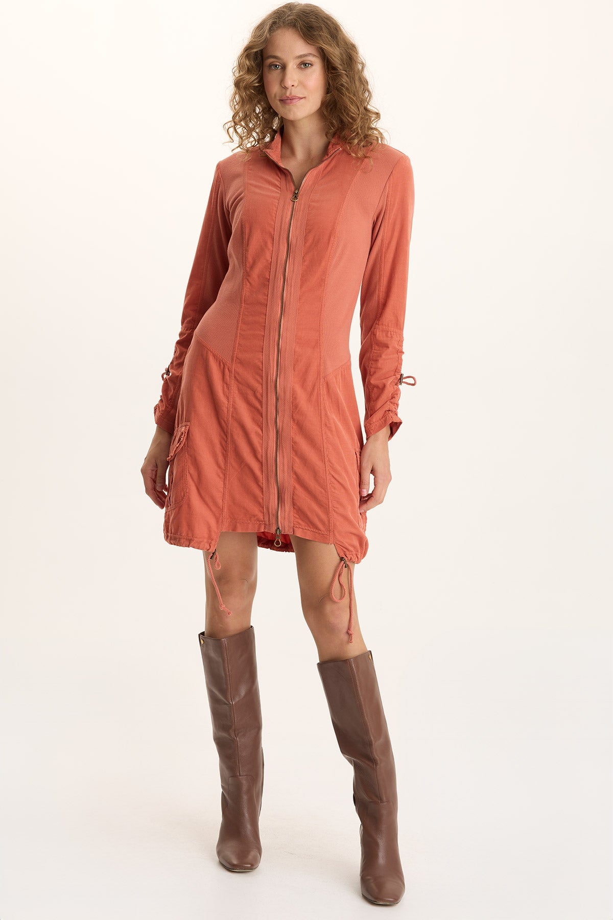 XCVI Anu Corduroy/Jersey Long-Sleeve Cinchable Jacket-Dress M / Papaver by XCVI XCVI Anu Corduroy/Jersey Long-Sleeve Cinchable Jacket-Dress M / Papaver by XCVI