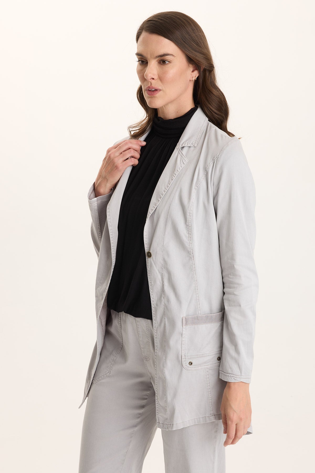 ジャケット・アウター BLAZERSLEY XCVI Lainey Longline Tencel Blazer Jacket