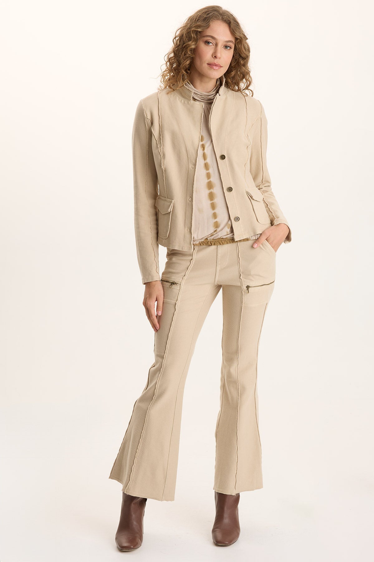 XCVI Ninian Twill Knit Zipper Pocket Flared Pant