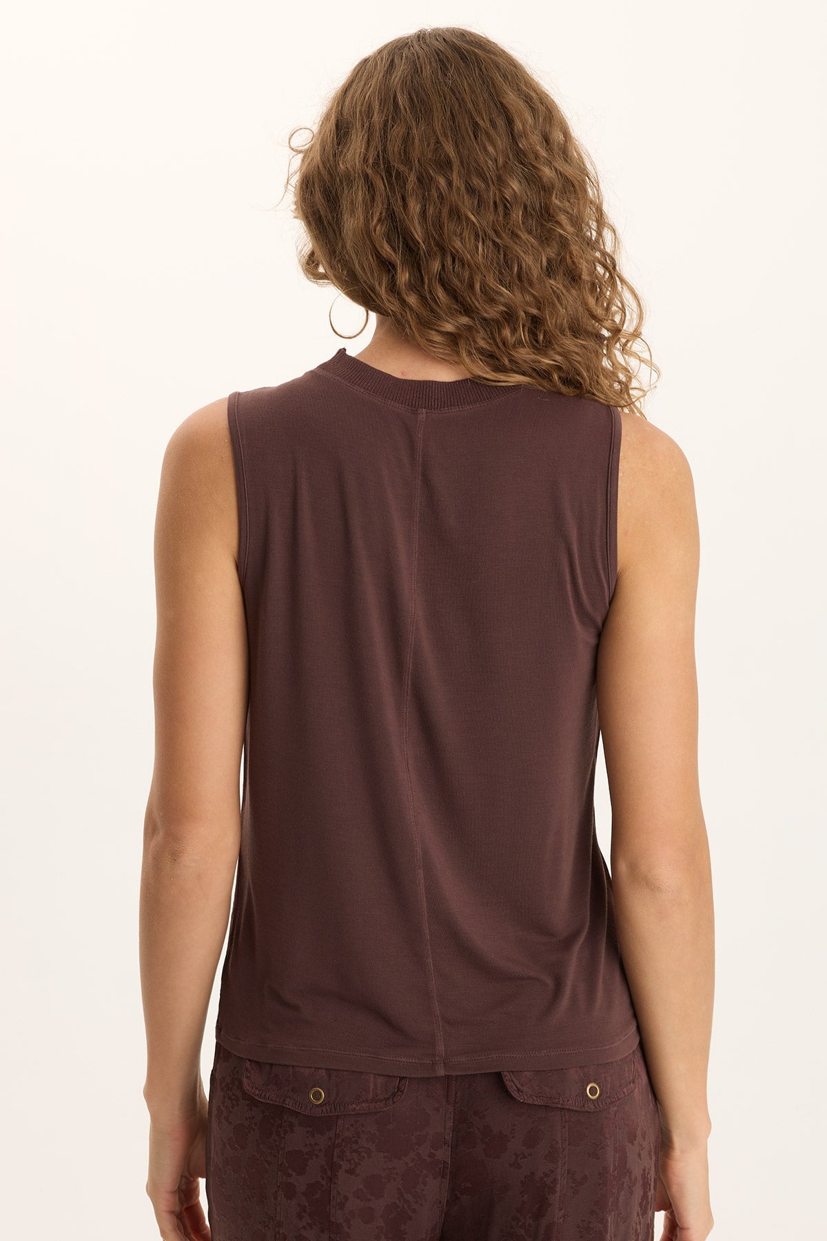 XCVI Mahala Textured Satin Embossed Crew Neck Tank