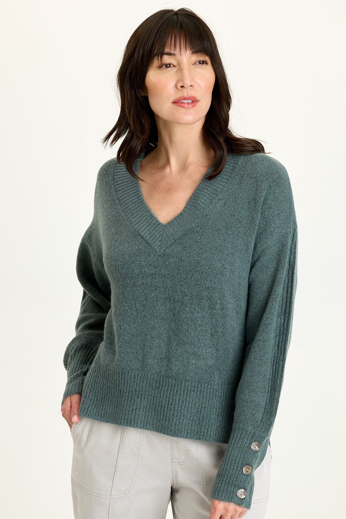 XCVI Bronte Relaxed V-Neck Knit Sweater