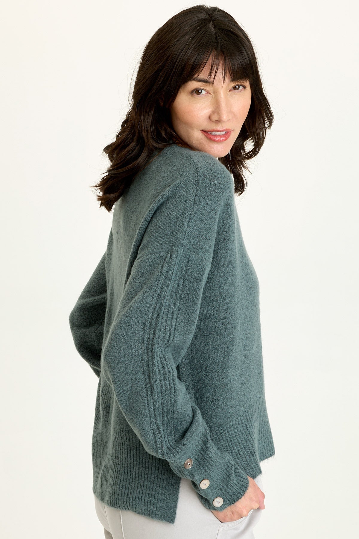 XCVI Bronte Relaxed Fit V-Neck Knit Sweater