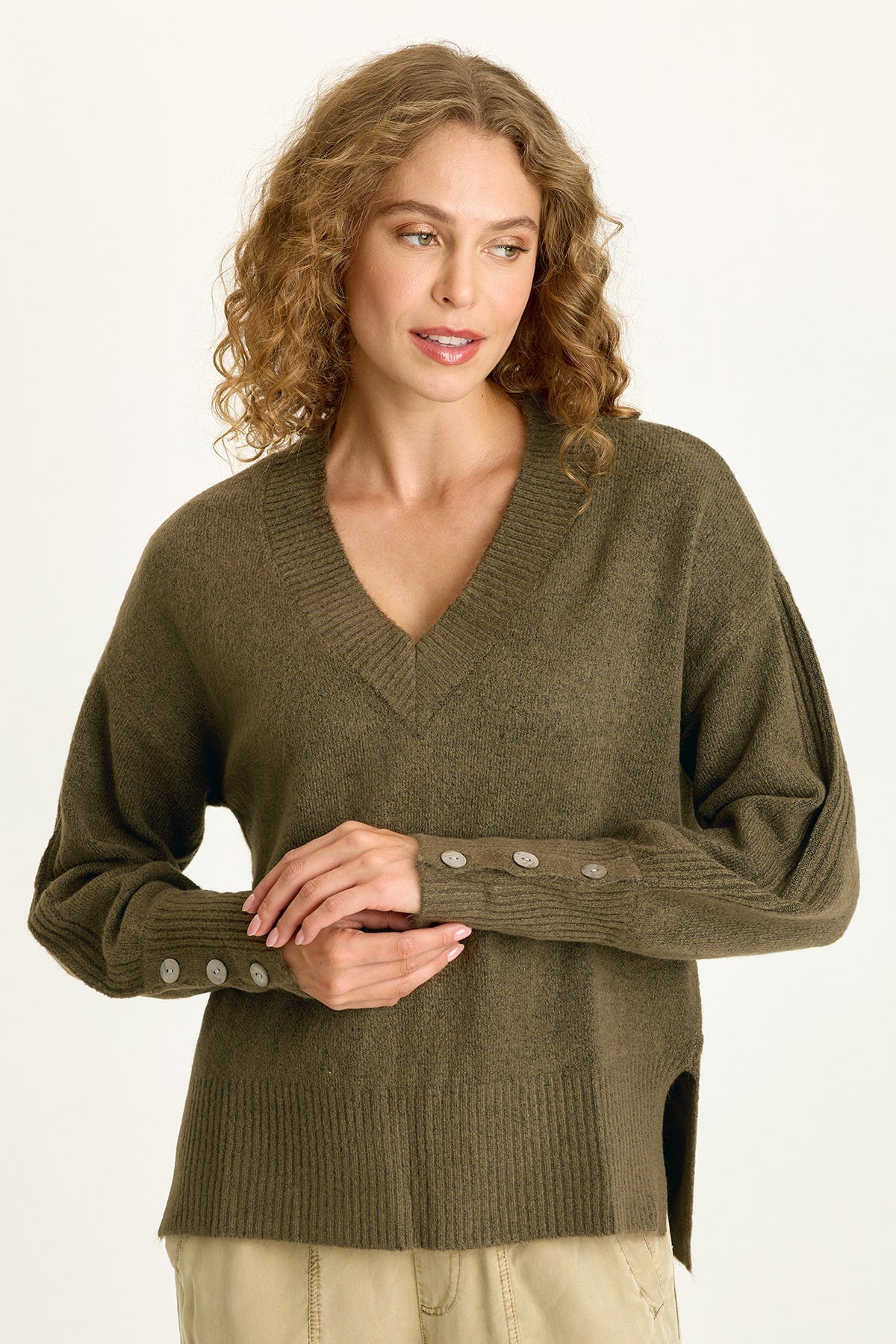 XCVI Bronte Relaxed Fit V-Neck Knit Sweater