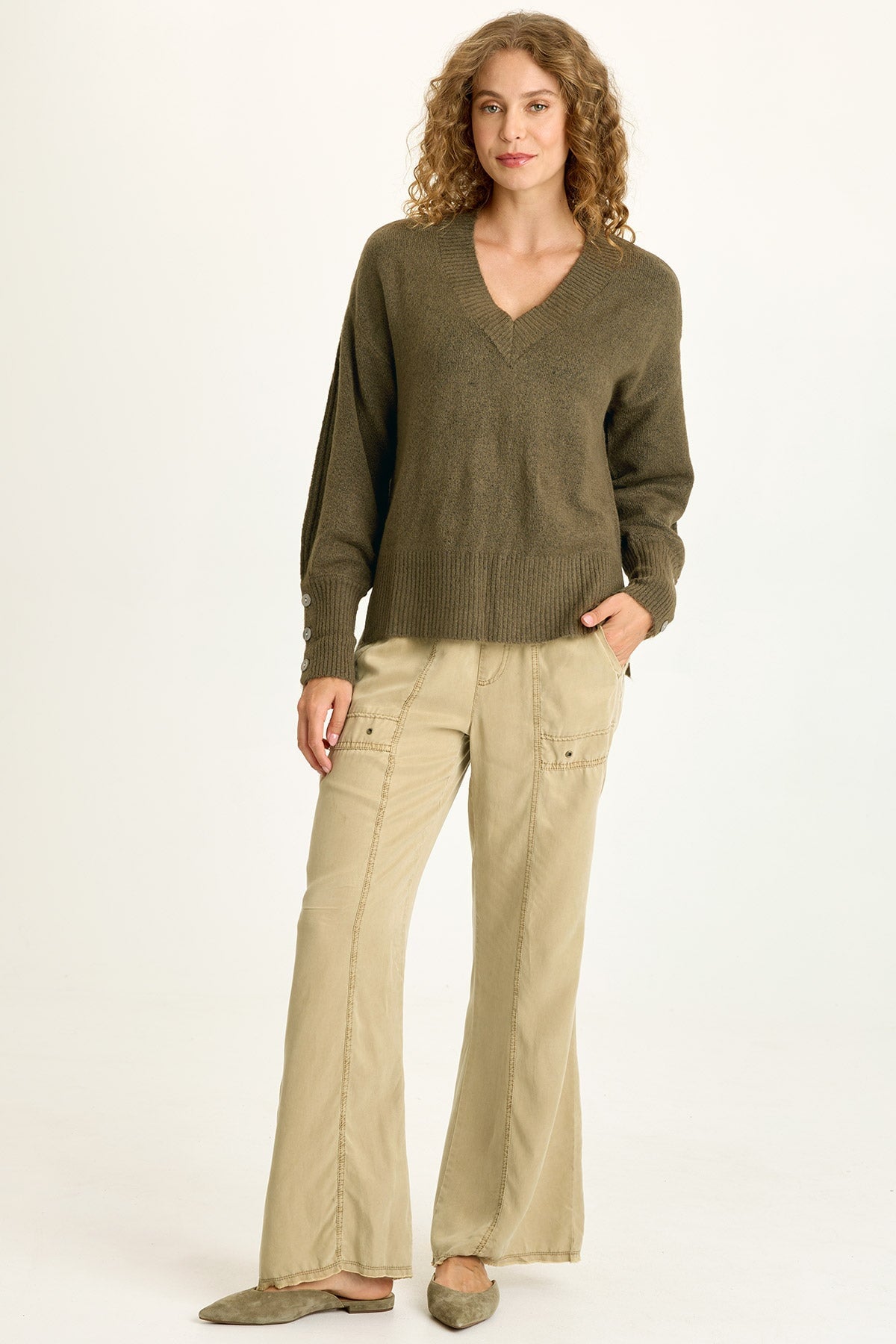 XCVI Bronte Relaxed Fit V-Neck Knit Sweater