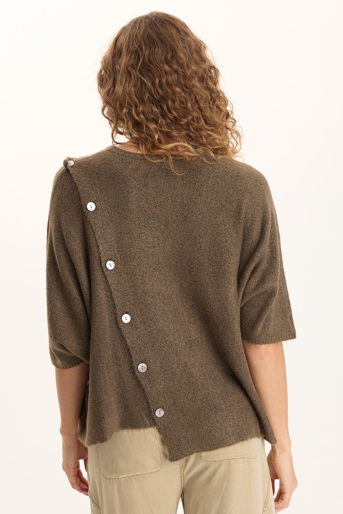 XCVI Osiris Asymmetrical Button Detail Knit Poncho