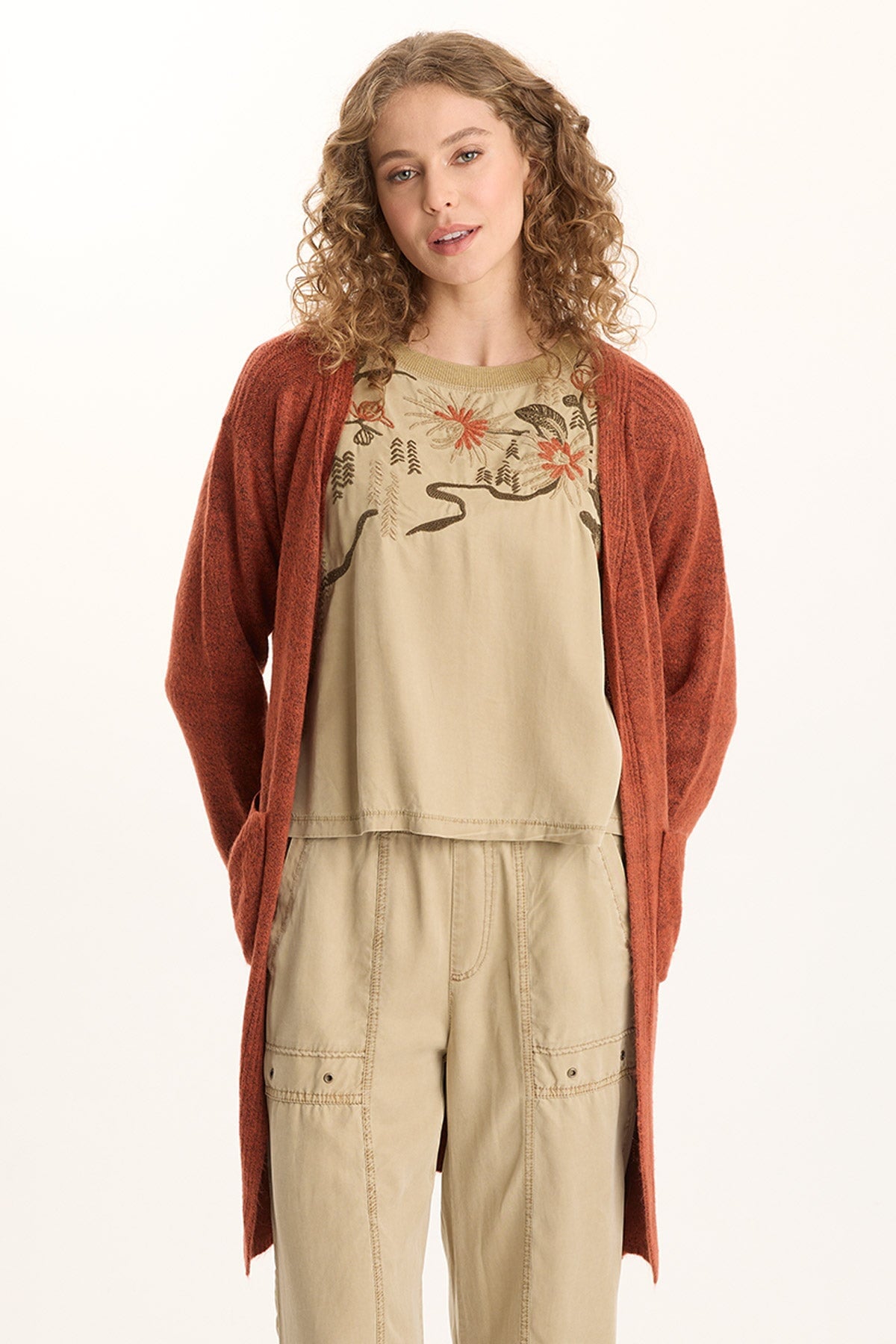 XCVI Bayek Longline Open-Front Knit Cardigan