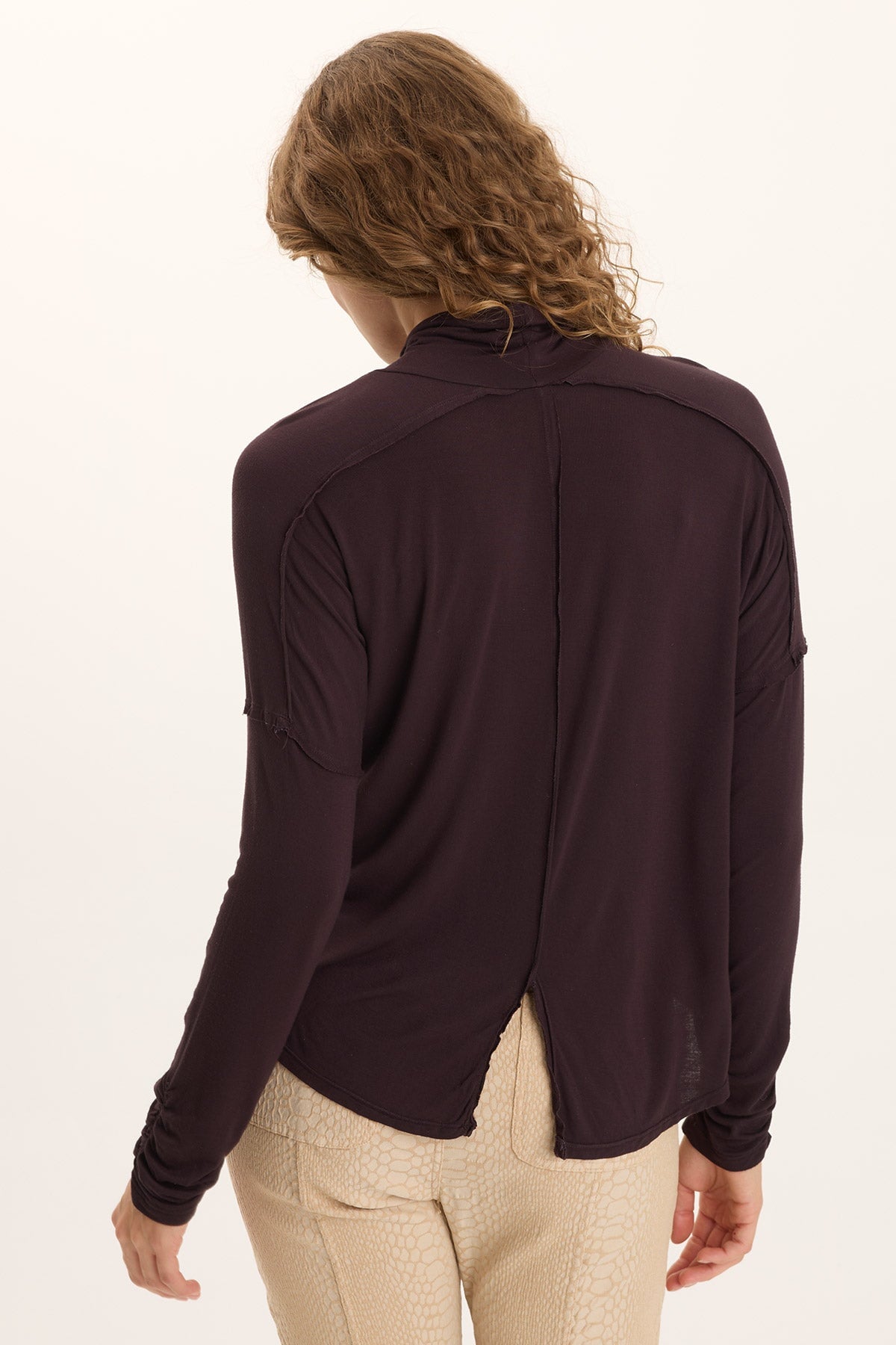 XCVI Norda Soft Stretch Jersey Mock-Neck Keyhole Top
