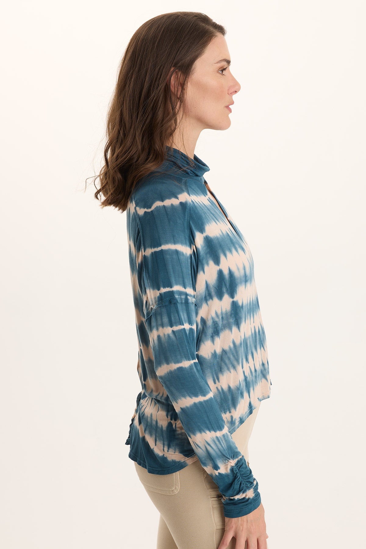 XCVI Norda Soft Stretch Jersey Mock-Neck Keyhole Top