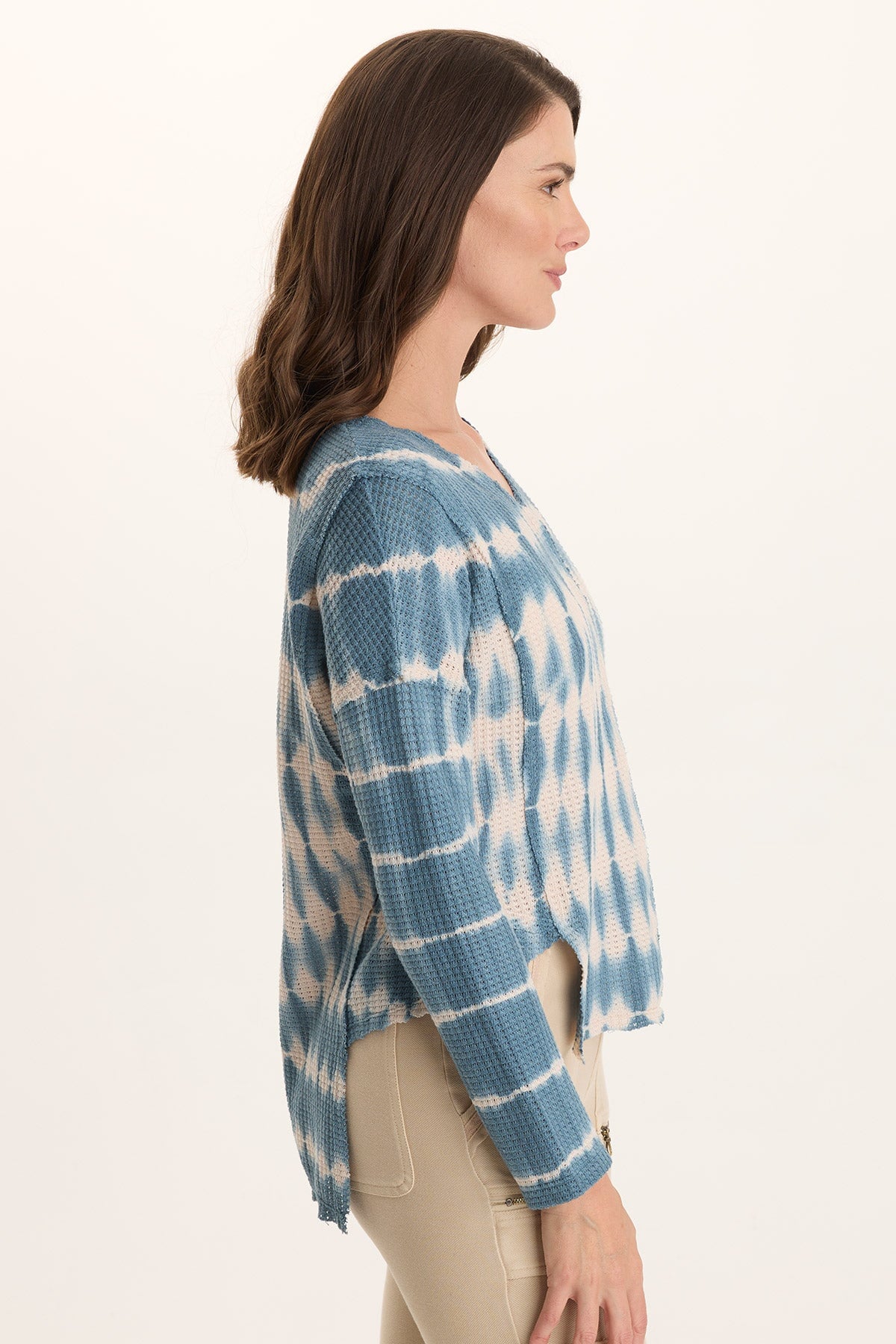 XCVI Arnie Thermal Asymmetrical Hem V-Neck Top