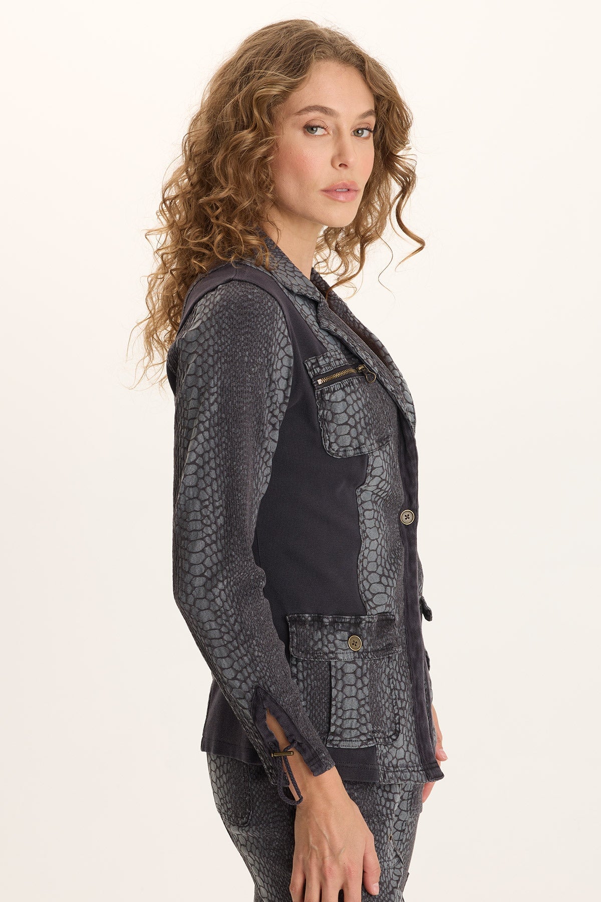 XCVI Kirklyn Textured Jacquard Novelty Stretch Blazer