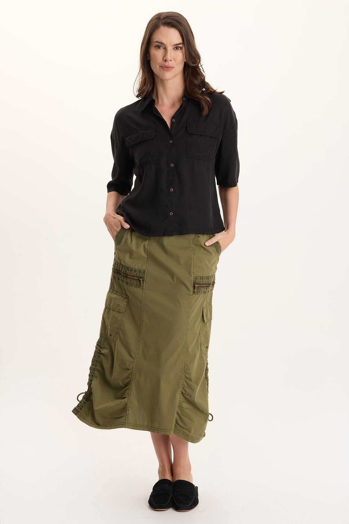 XCVI Tage Soft Twill Snap-Up Top