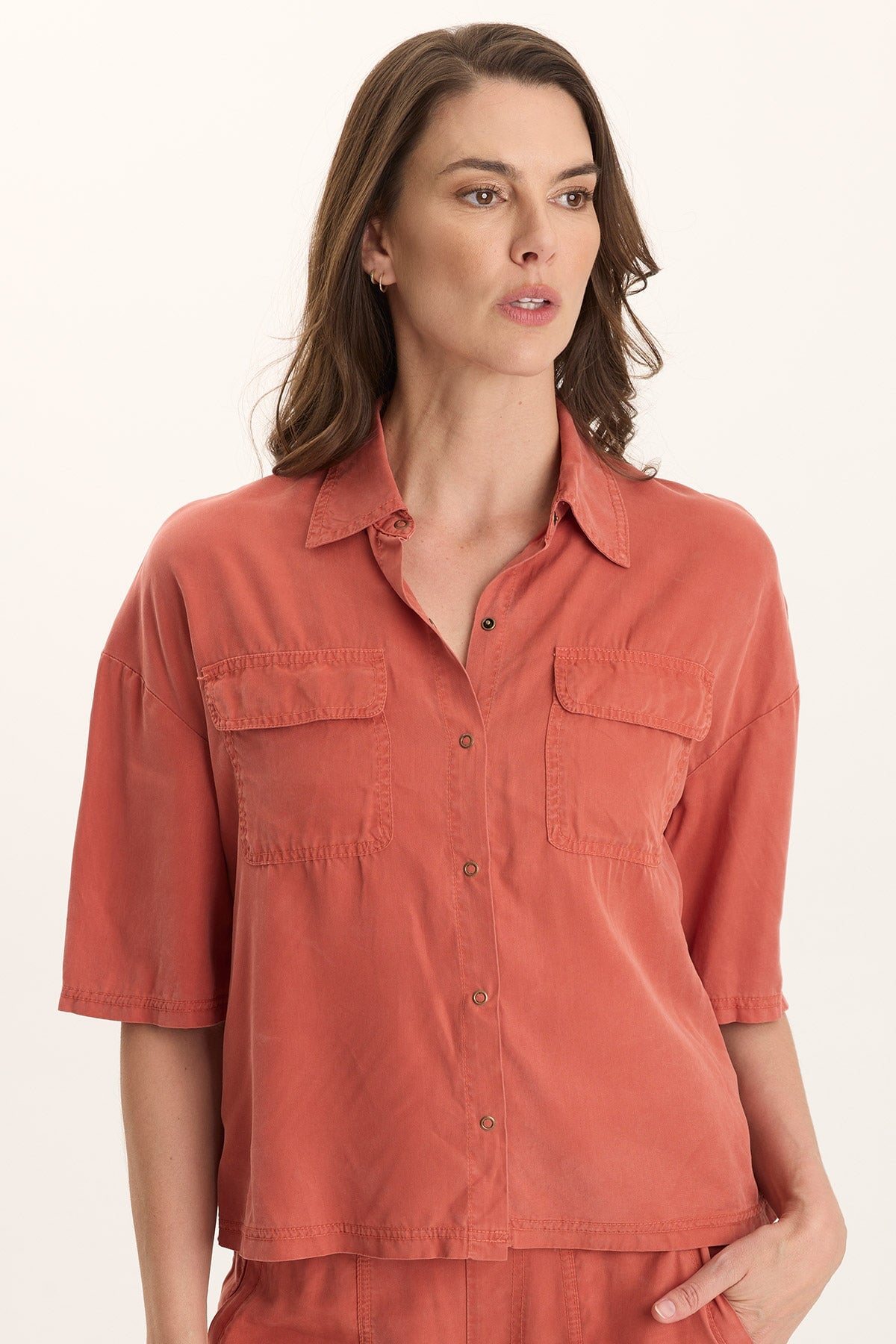 XCVI Tage Soft Twill Snap-Up Top