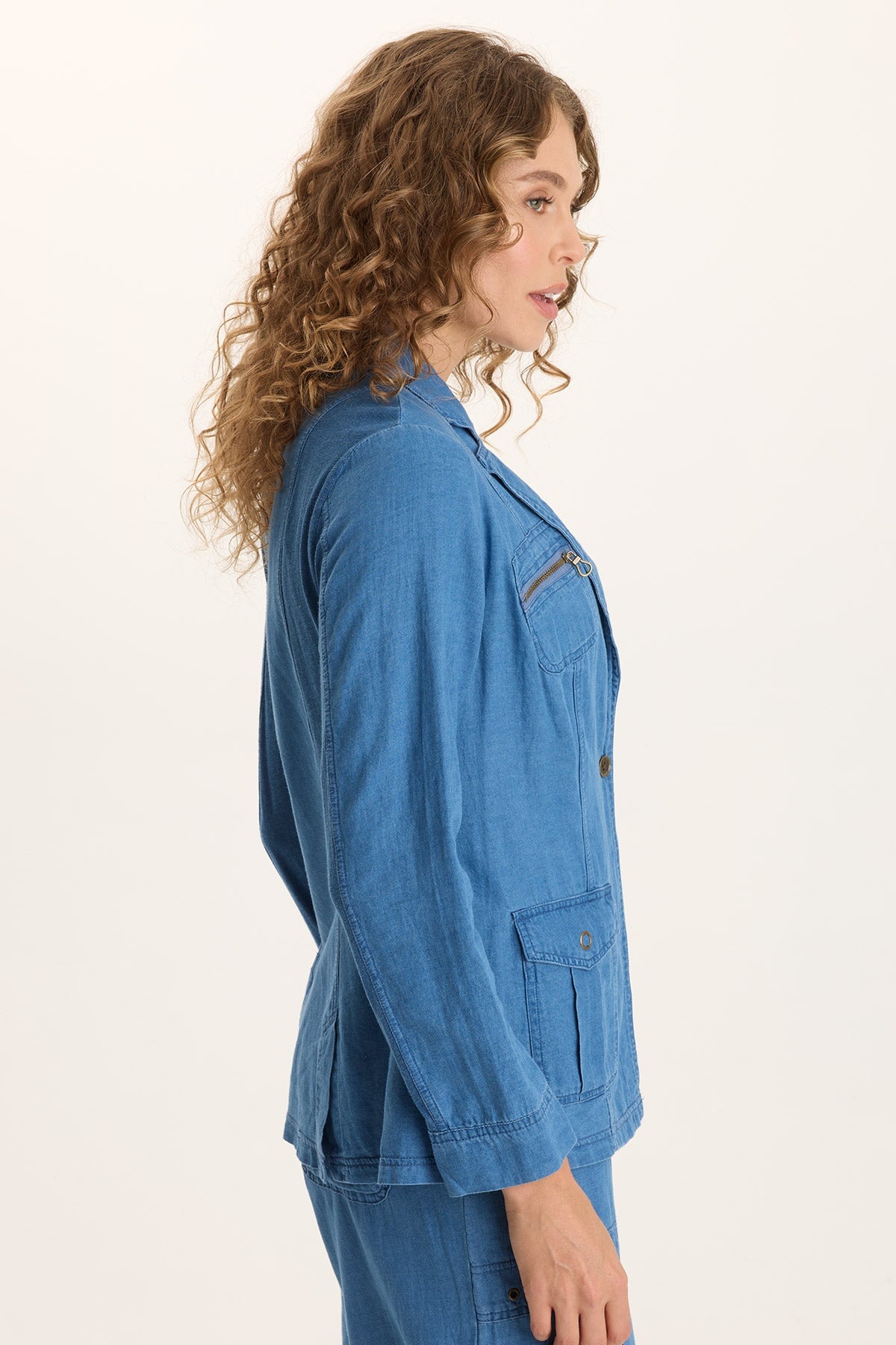 XCVI Thurman Indigo Twill Single-Button Blazer