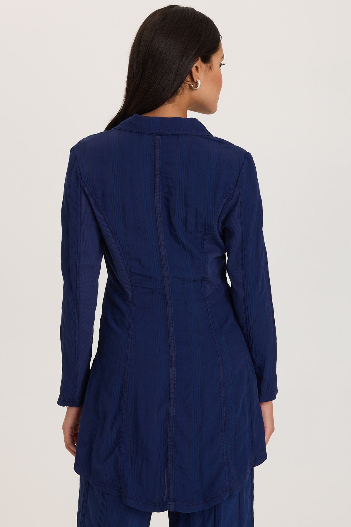 XCVI Barron Textured Stripe Long Blazer