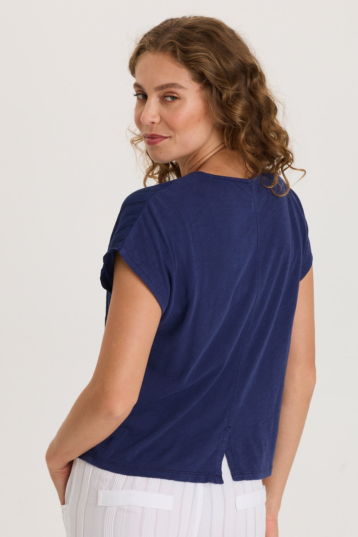 XCVI Adgar Textured Stripe/Jersey Tee