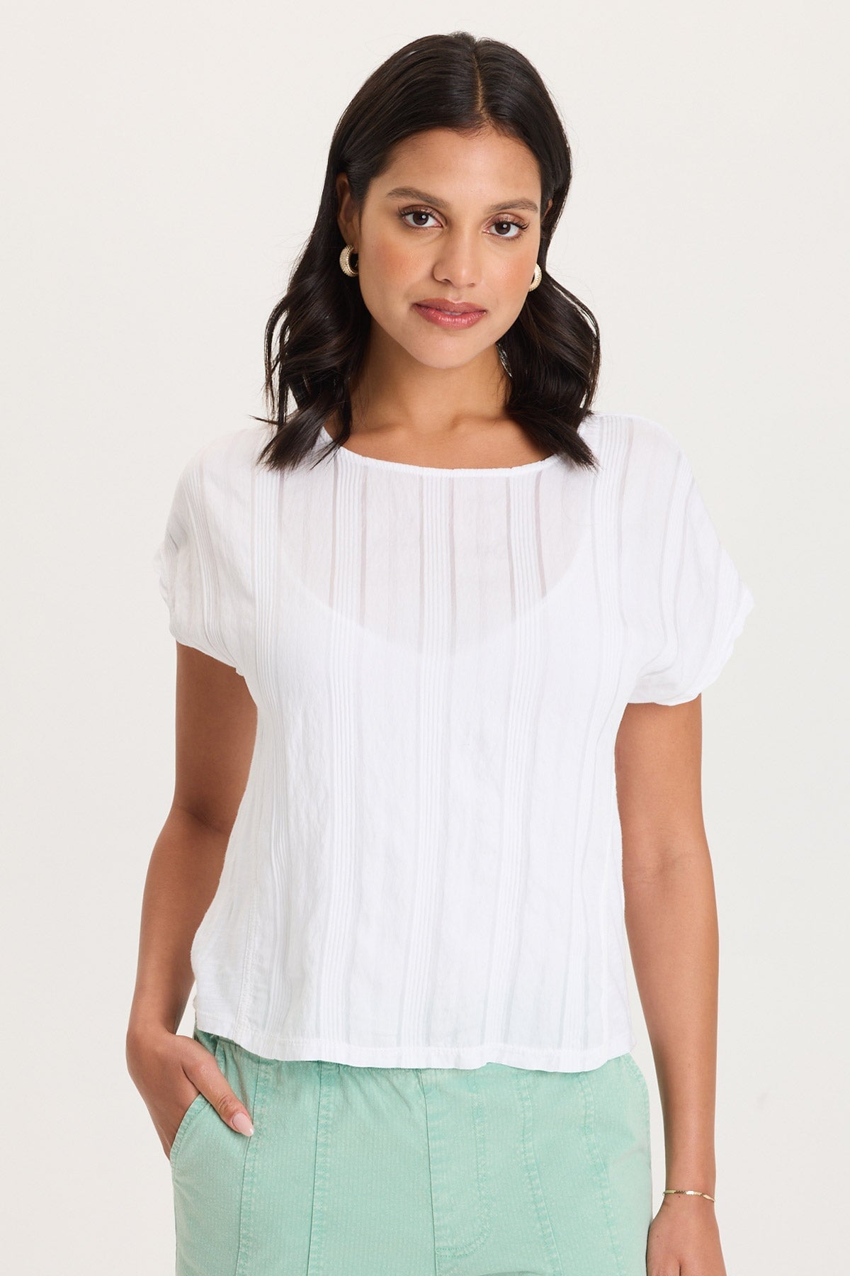 XCVI Adgar Textured Stripe/Jersey Tee