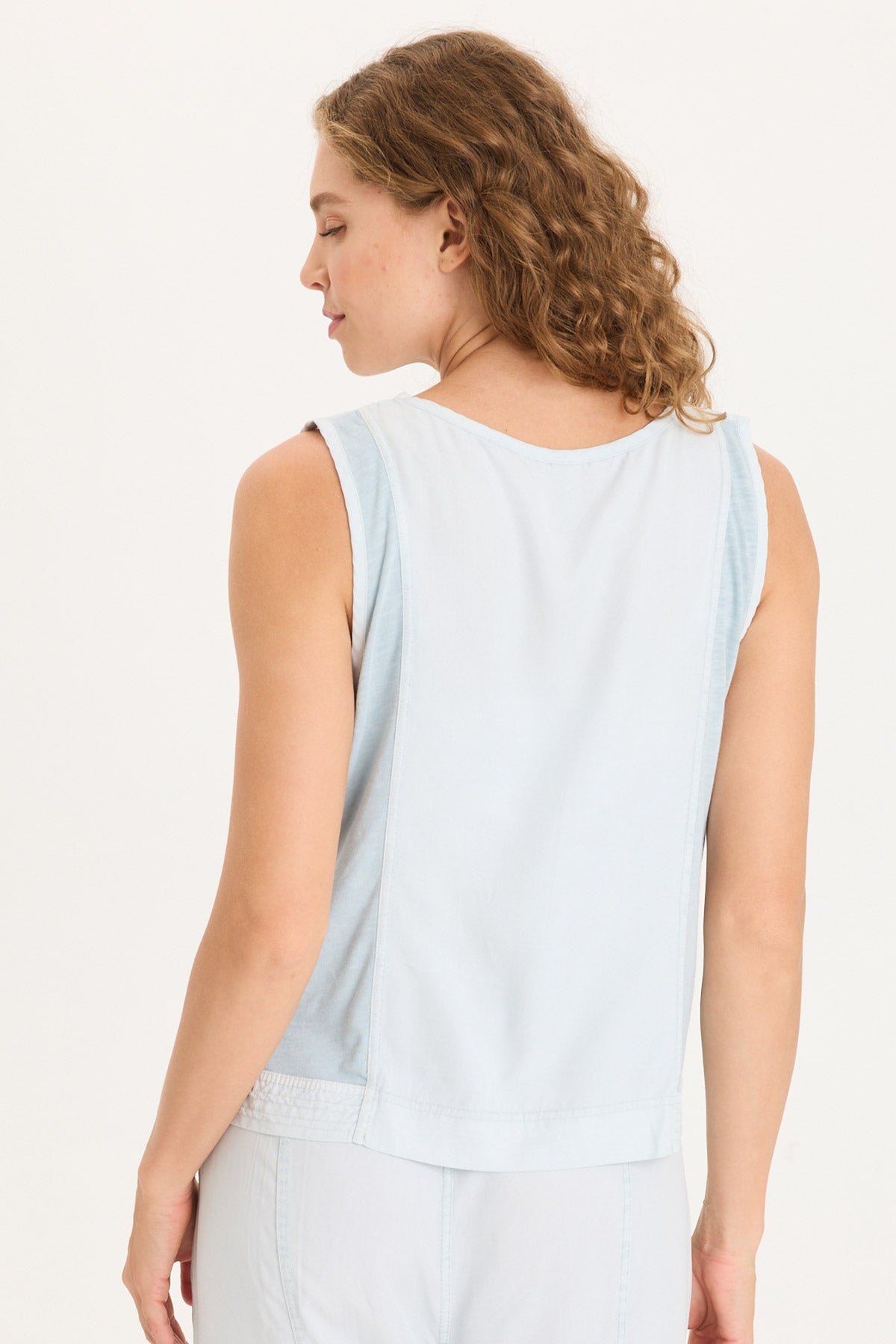 XCVI Davies Stitched Hem Twill/Jersey Tank
