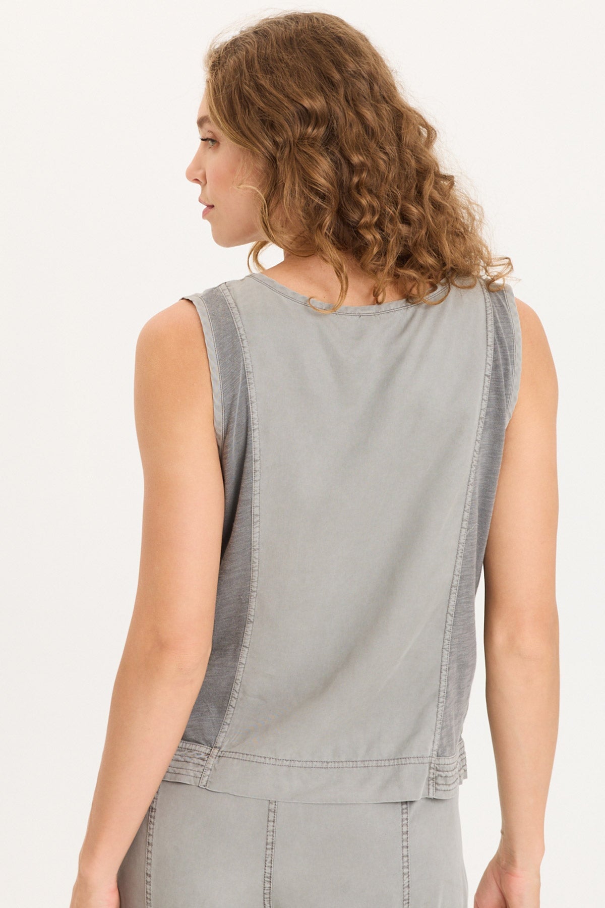 XCVI Davies Stitched Hem Twill/Jersey Tank