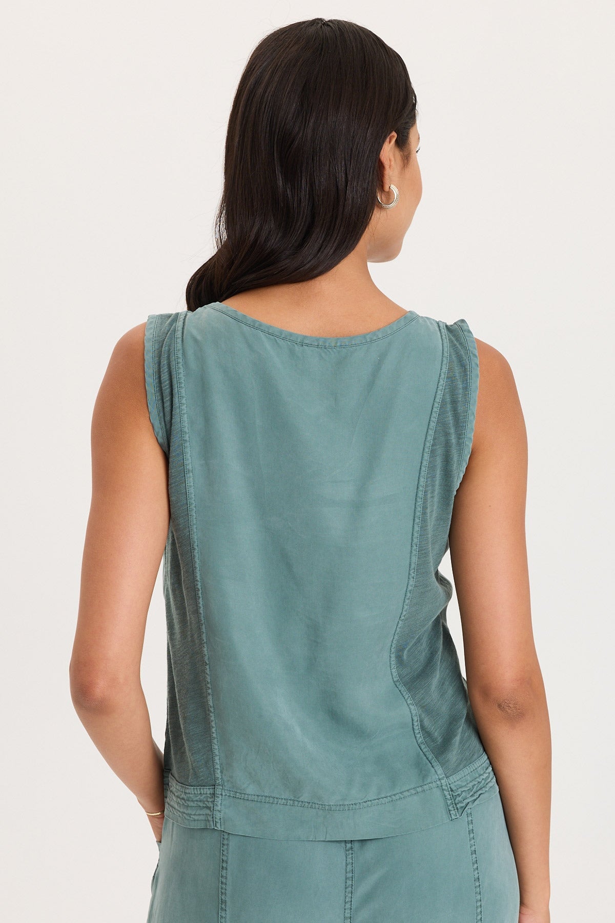 XCVI Davies Stitched Hem Twill/Jersey Tank