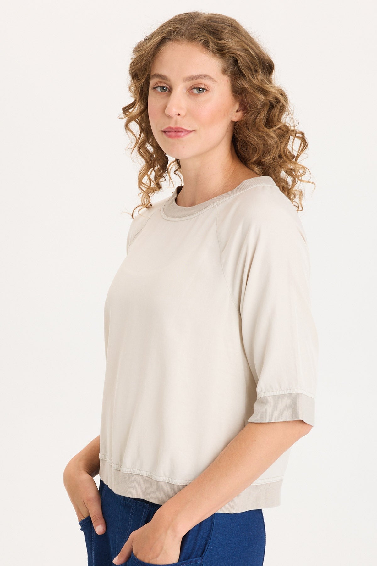 XCVI Linton Twill/Rib Snap-Up Back Top