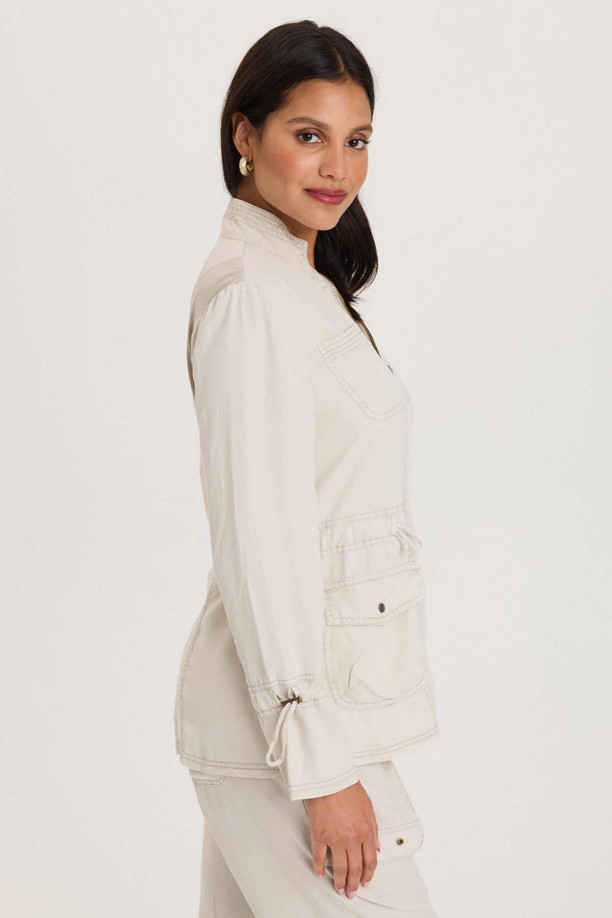 XCVI Hall Four Pocket Cinchable Twill/Rib Jacket