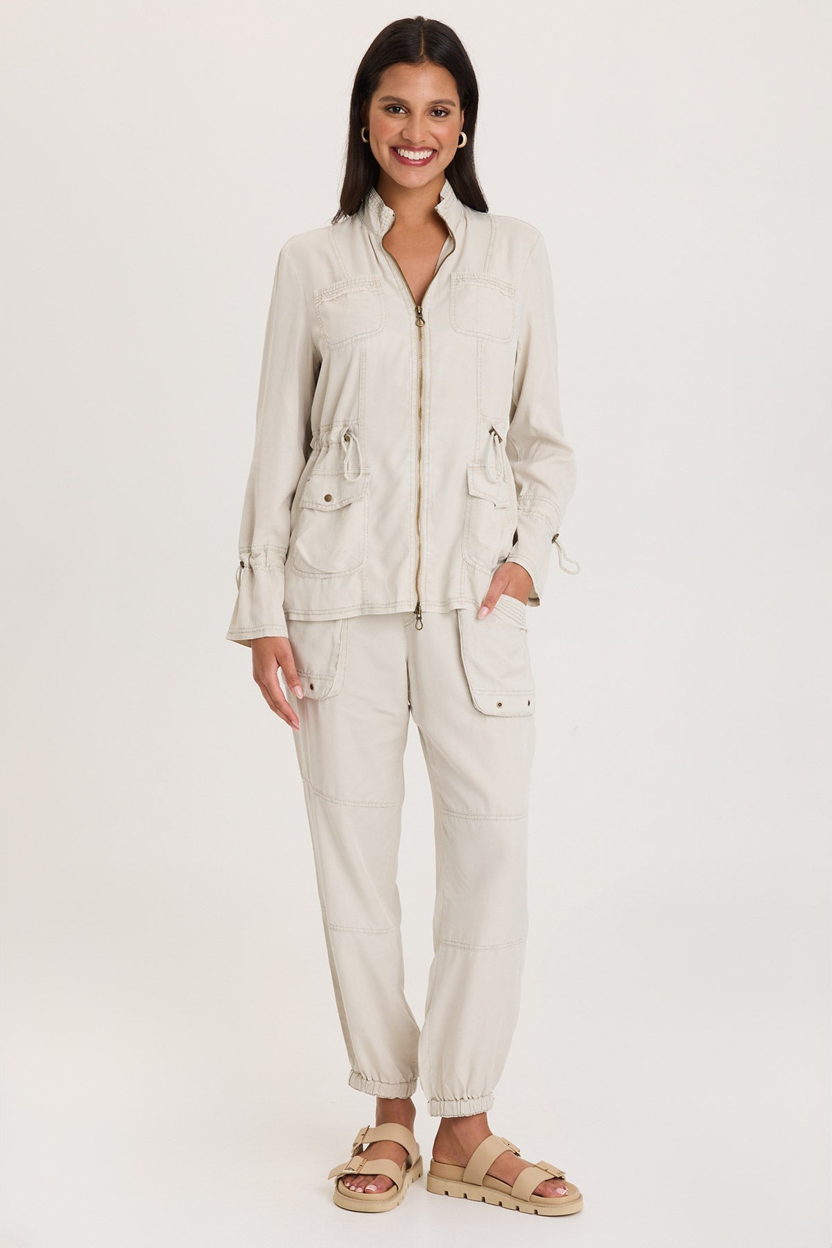 XCVI Hall Four Pocket Cinchable Twill/Rib Jacket