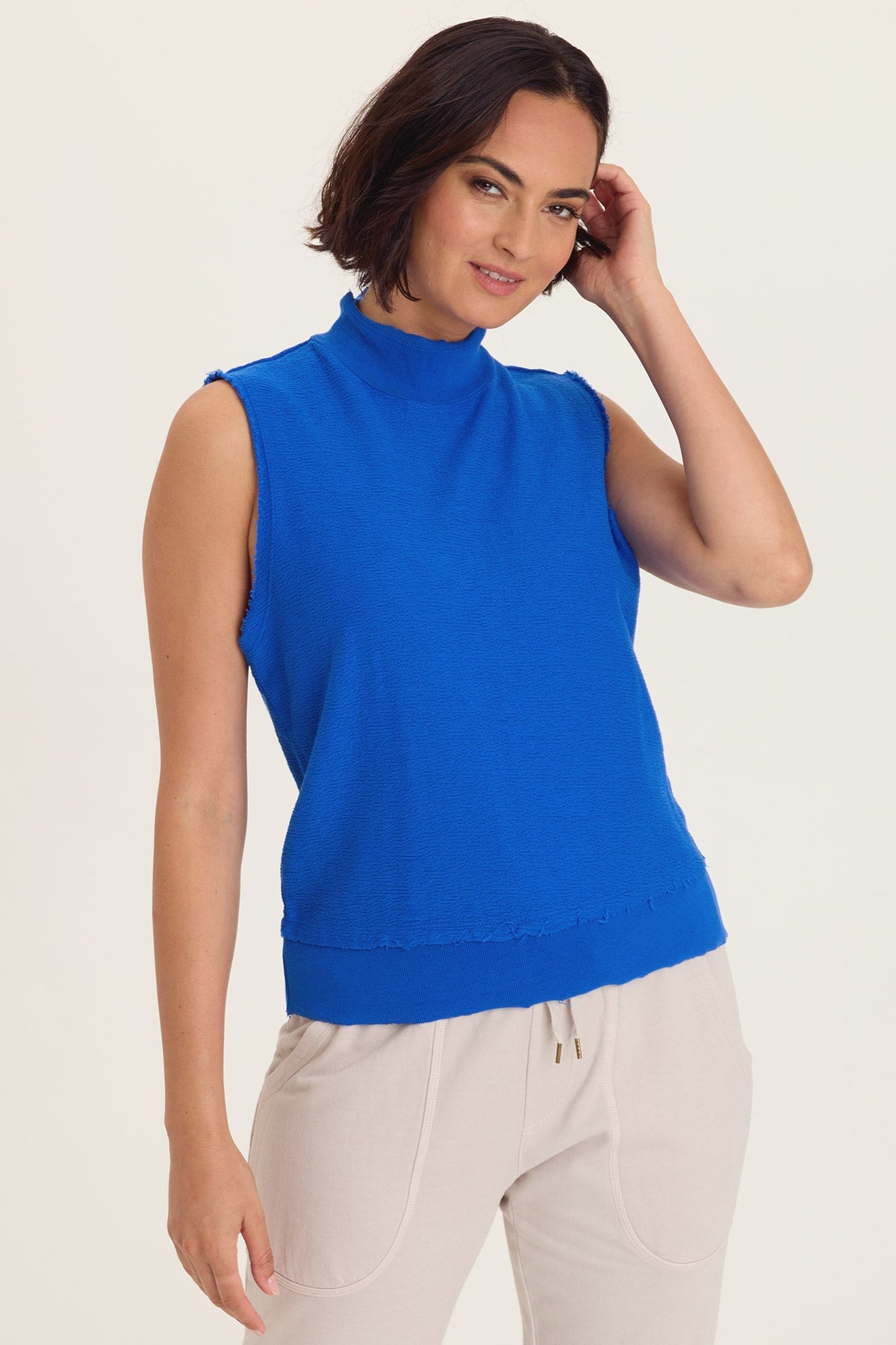Wearables Isolde Mock Neck Crepe Knit Tank