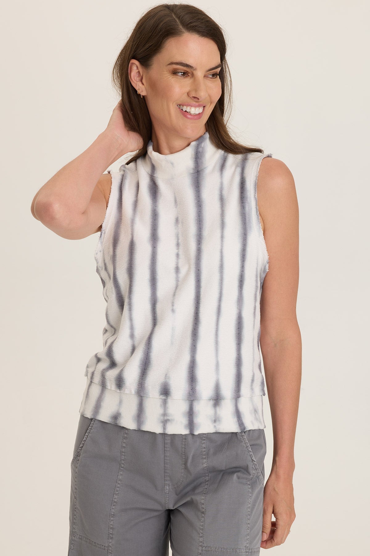 Wearables Isolde Mock Neck Crepe Knit Tank