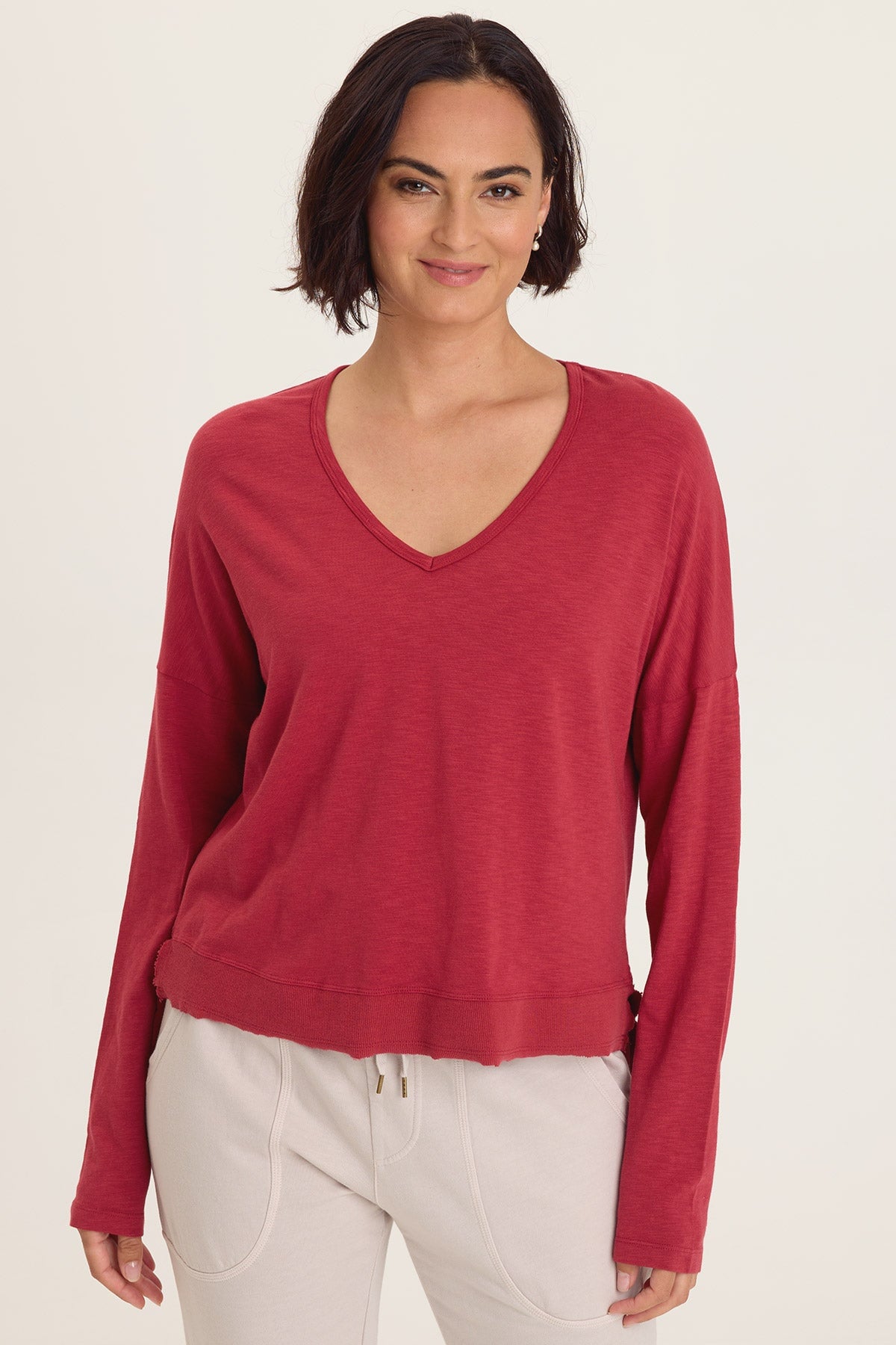 Wearables Odilia High-Low Long Sleeve V-Neck Top