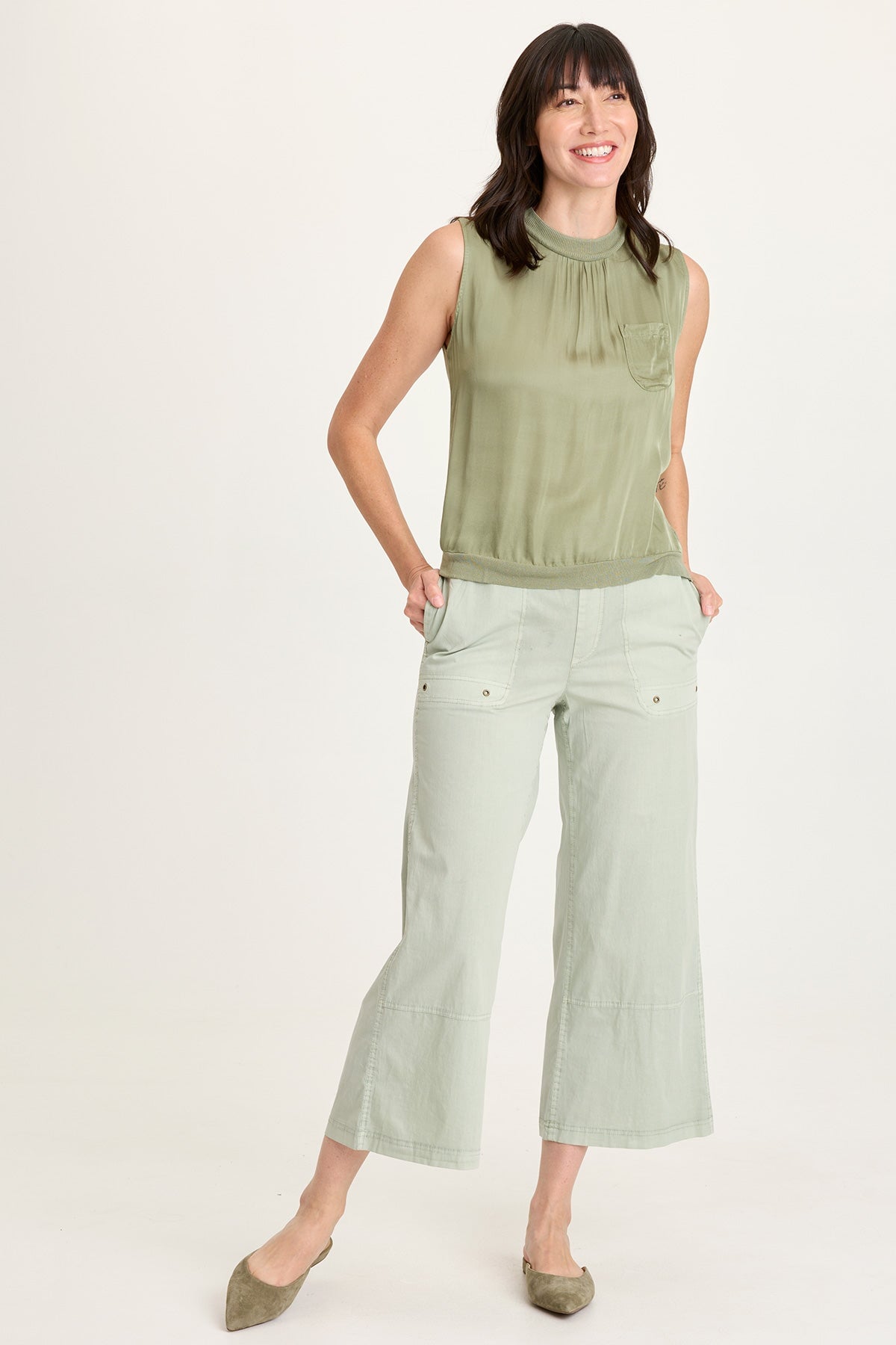 XCVI Artus Poplin Smocked Waist Crop