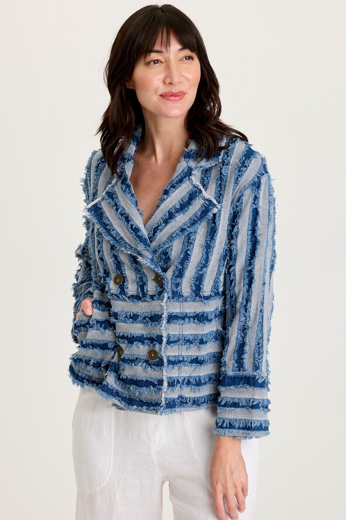 XCVI Mavie Shredded Denim Jacket