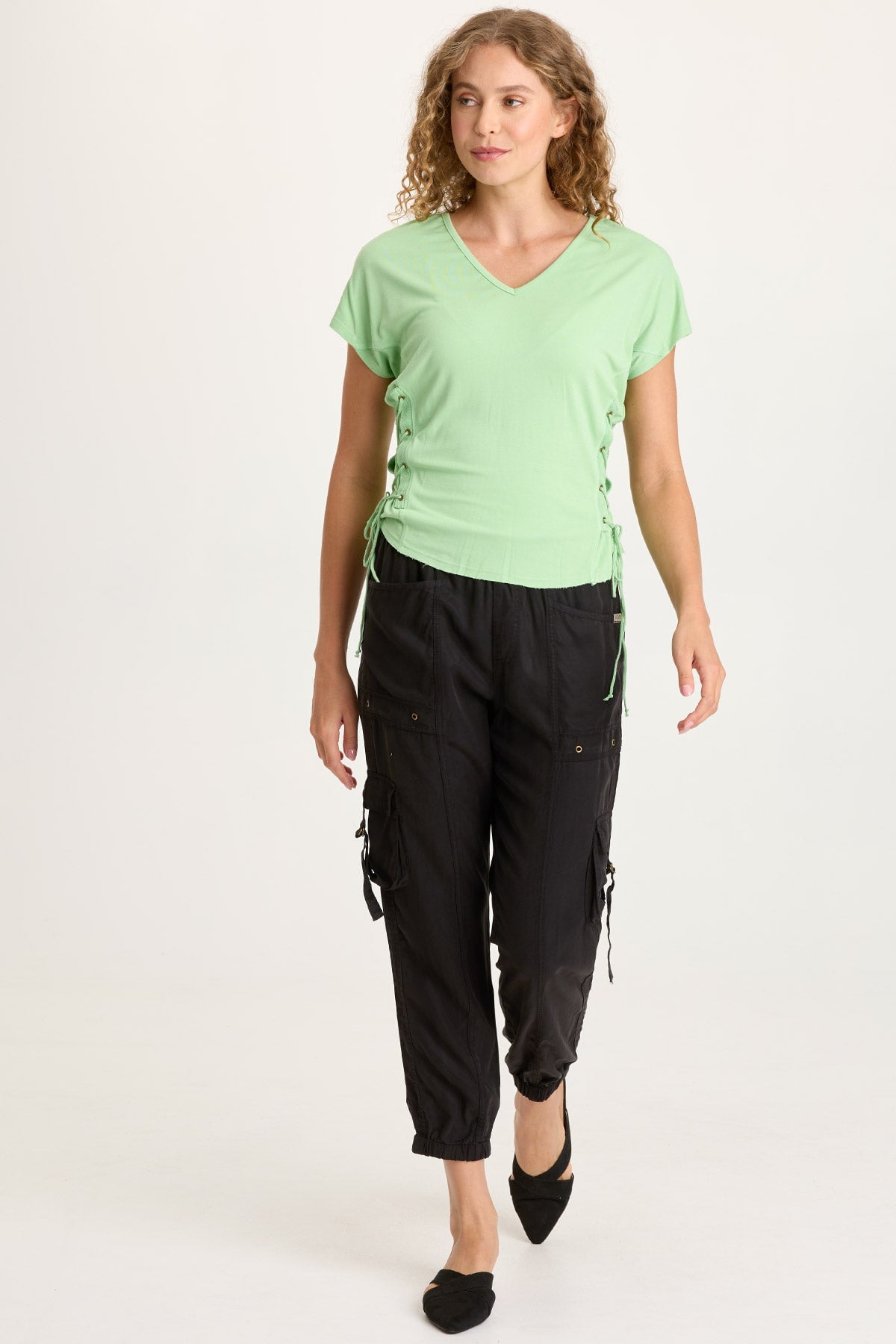 XCVI Sandro Jersey Lace-Up Top