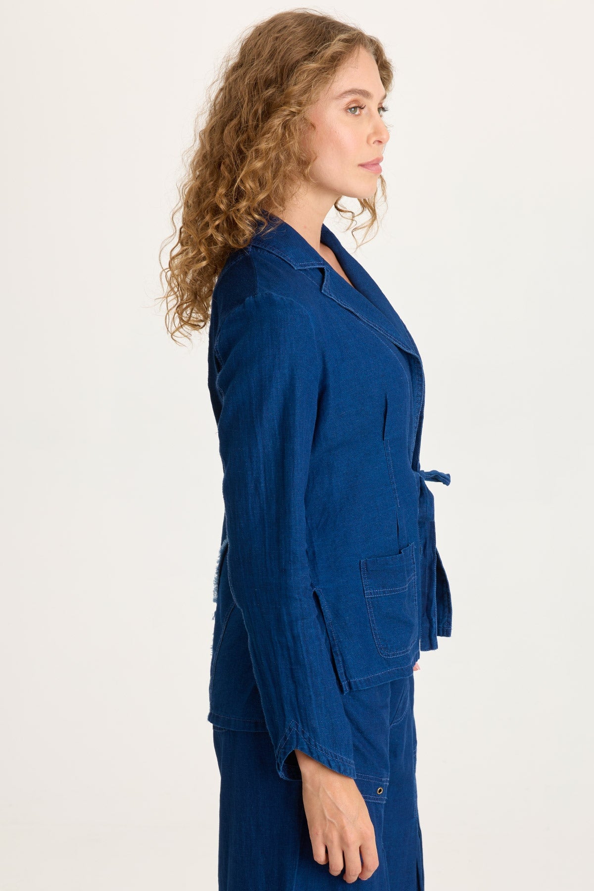XCVI Floris Indigo Front-Tie Jacket