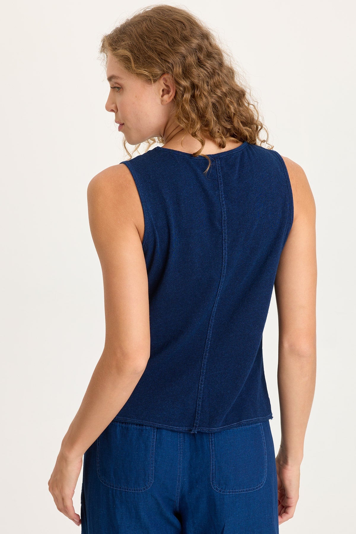 XCVI Cobie Indigo Corded Front Tank