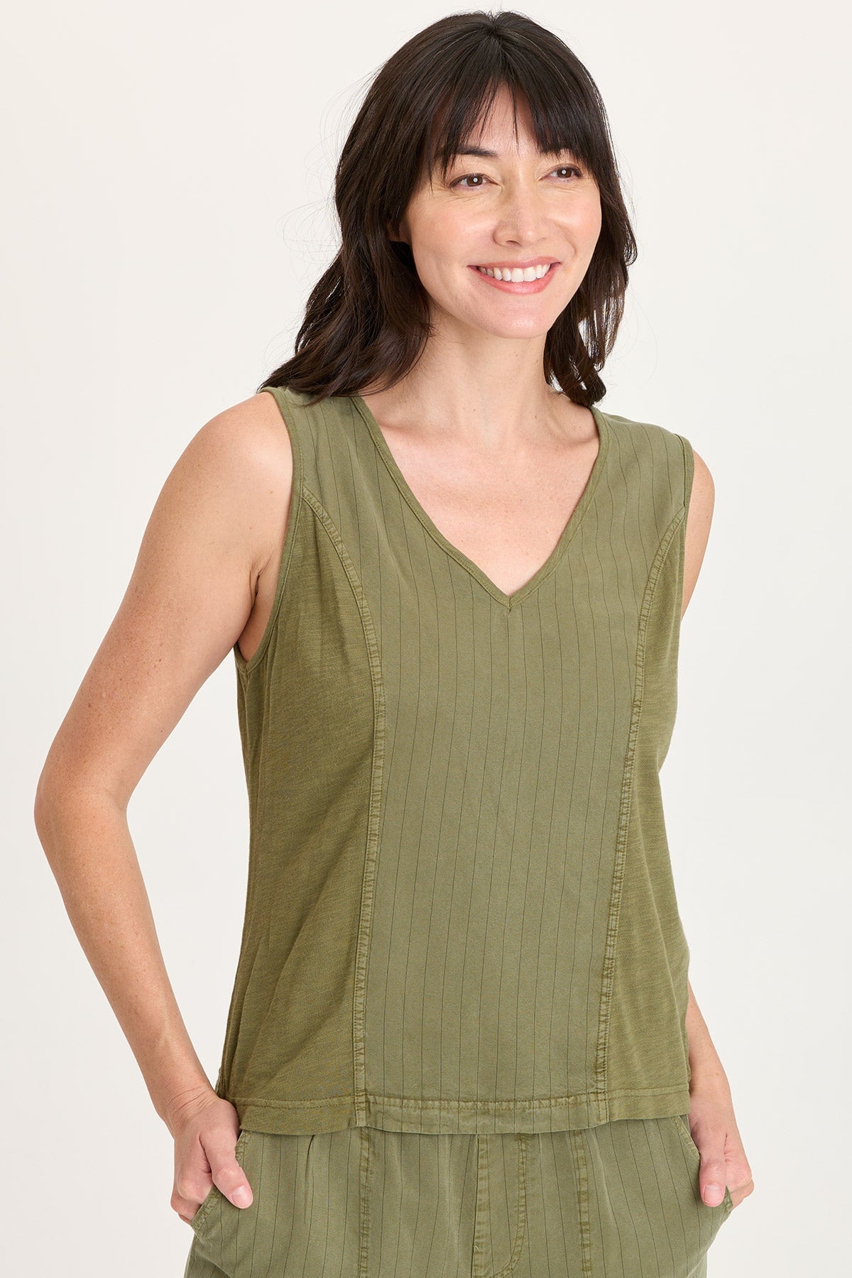 XCVI Siska Pinstripe V-Neck Tank