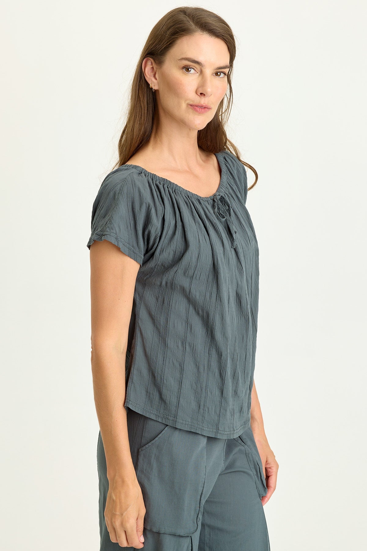 Wearables Selda Textured Gauze Cinched Top