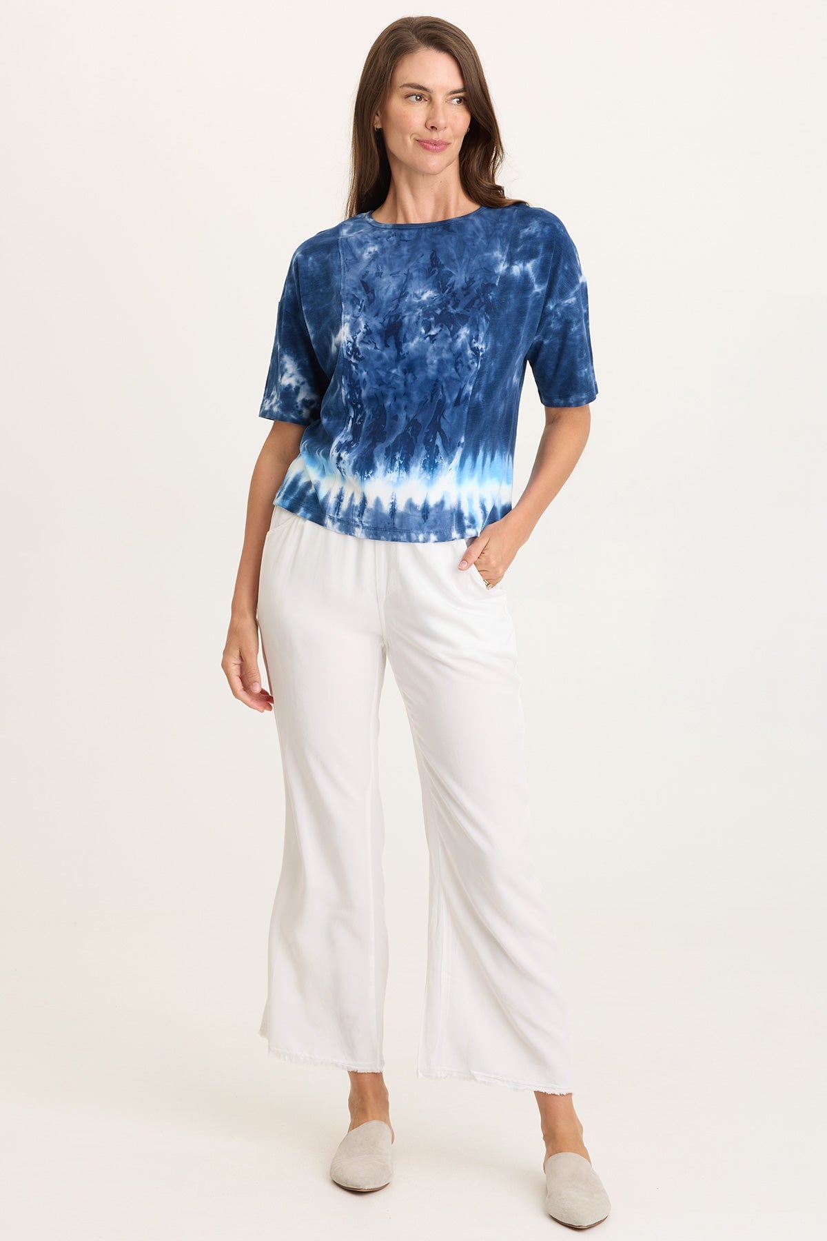 Wearables Lino Twill/Jersey Boat Neck Tee