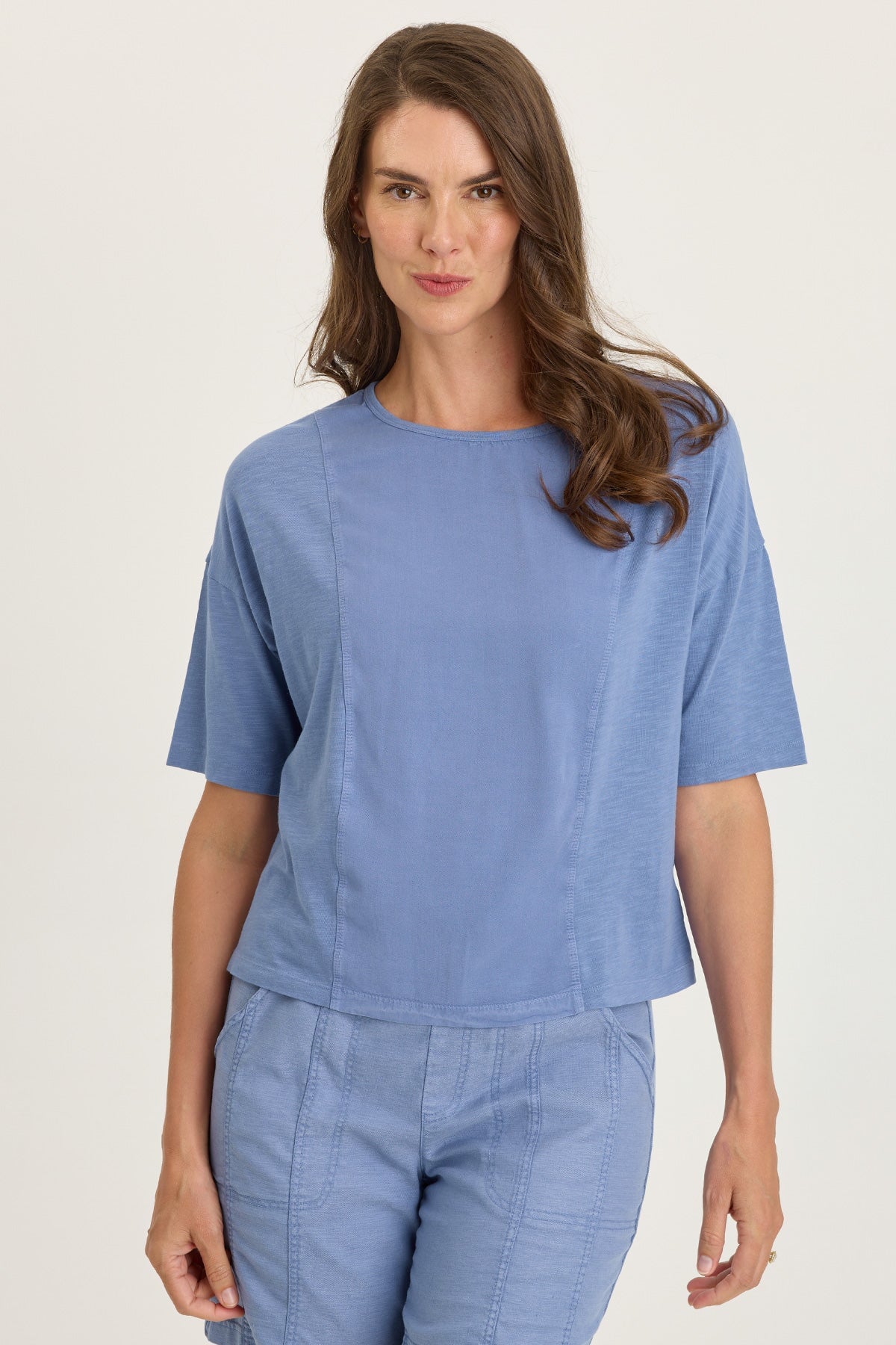 Wearables Lino Twill/Jersey Boat Neck Tee