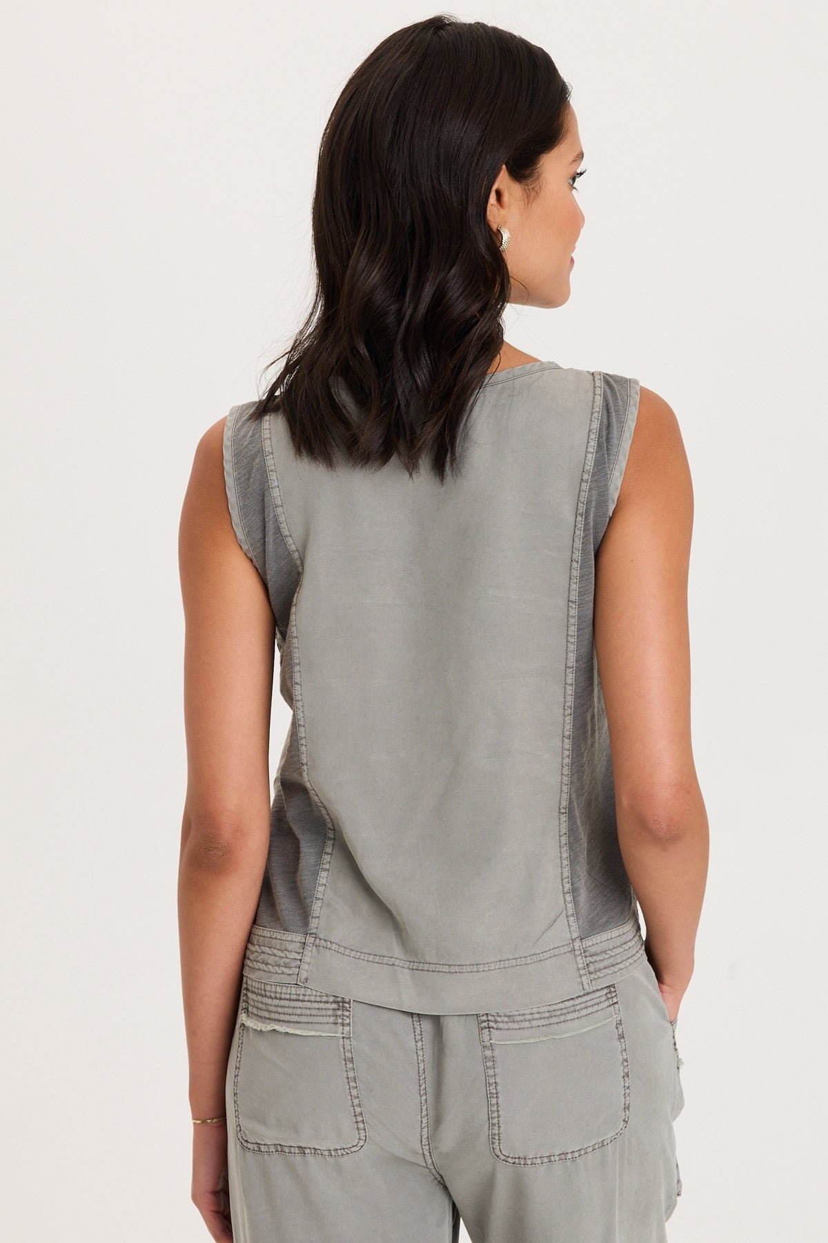 XCVI Davies Embroidered Twill/Jersey Tank