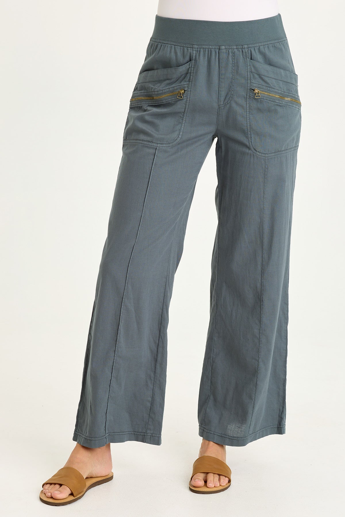 Wearables Torryn Cotton Linen Zipper Pockets Pull-On Pant